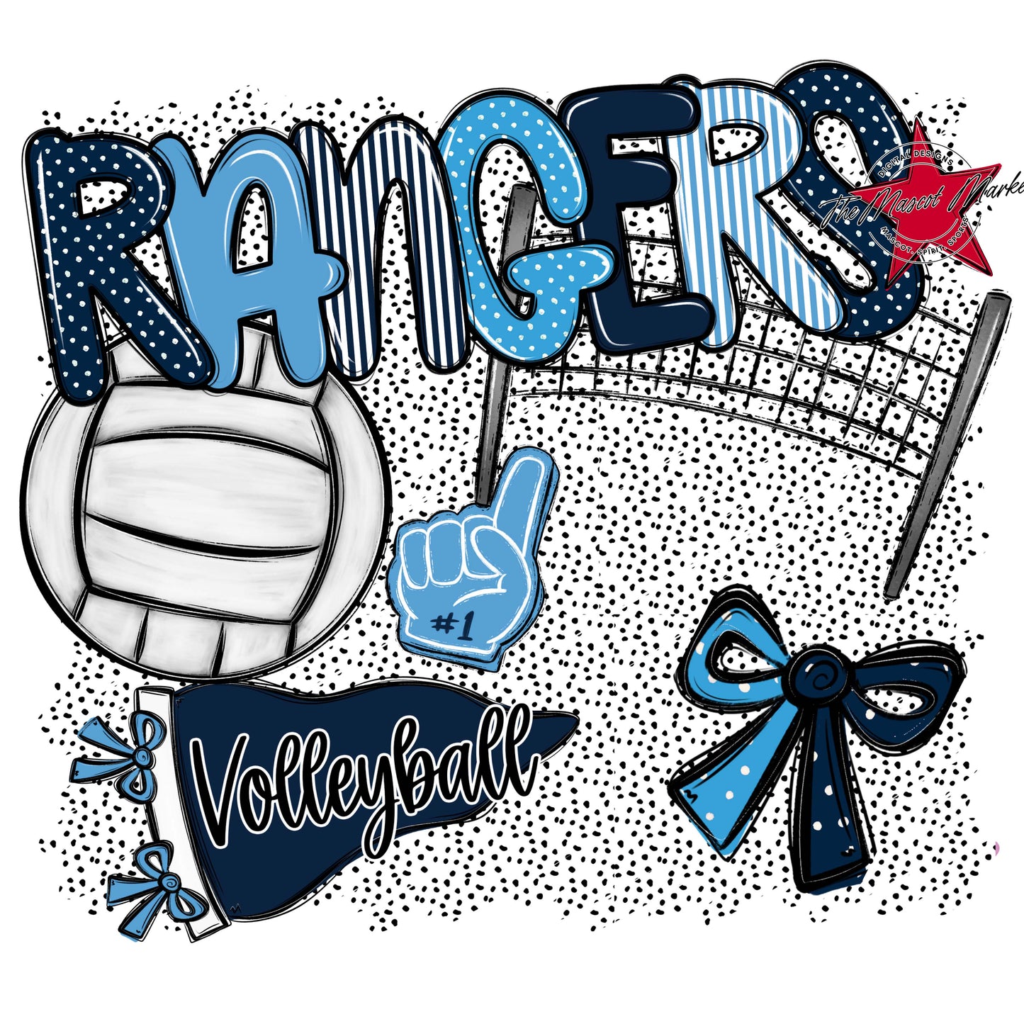 Rangers Volleyball Spirit-Navy & Carolina Blue