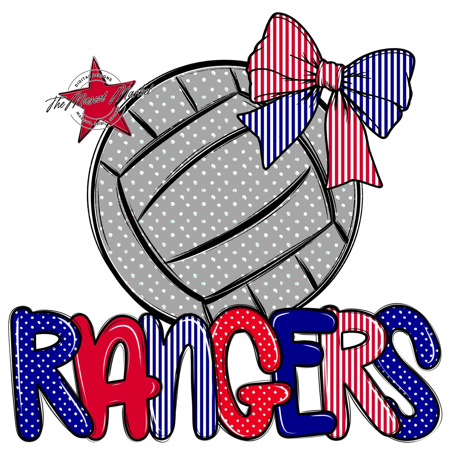 Rangers Volleyball Spirit Design-Blue & Red
