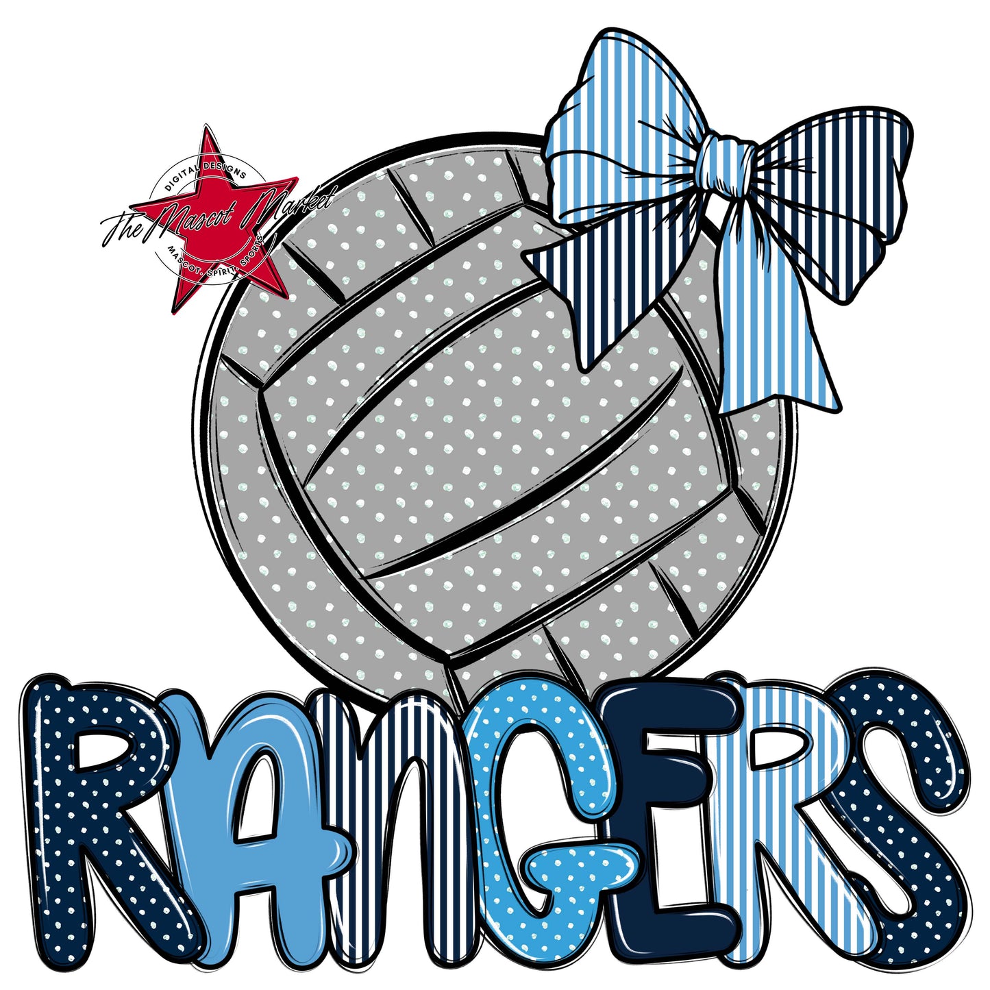 Rangers Volleyball Spirit Design-Navy & Carolina Blue
