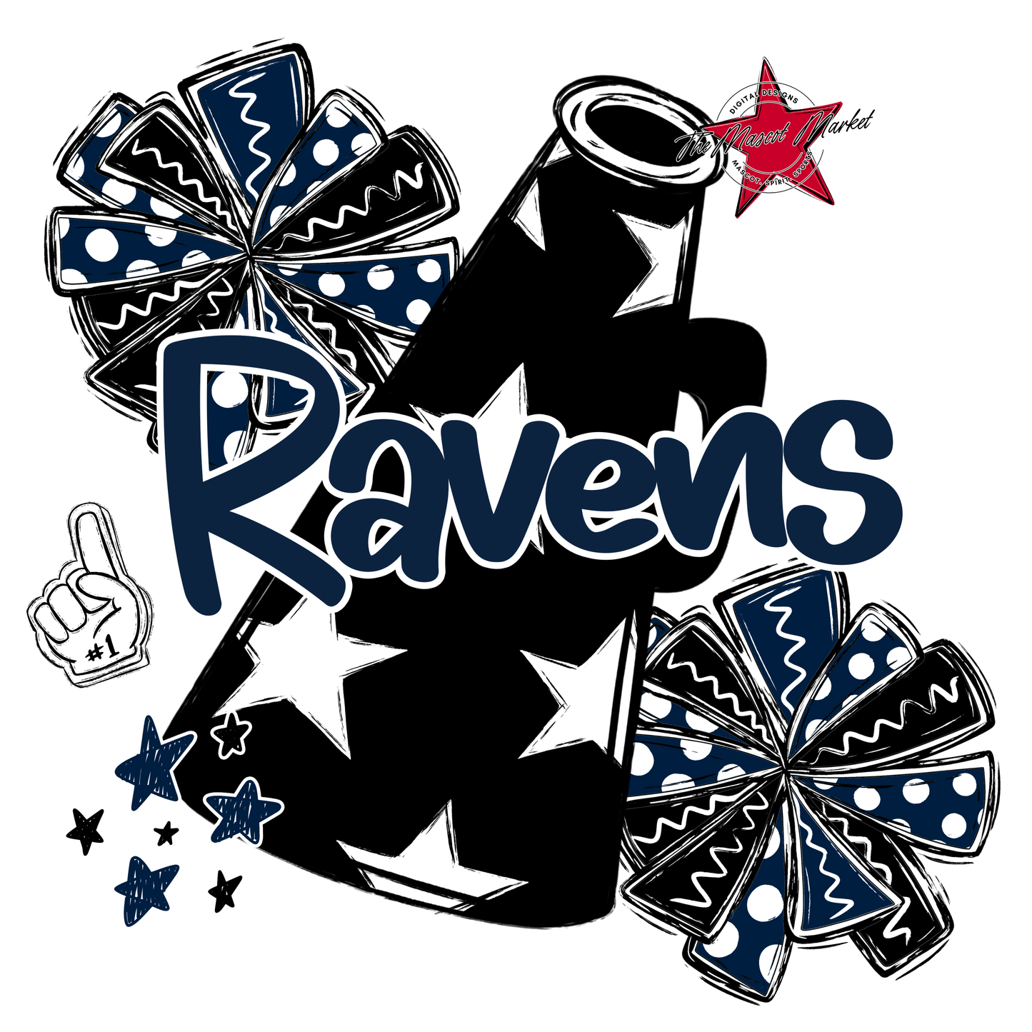 Ravens Alpha Megaphone Design-Navy