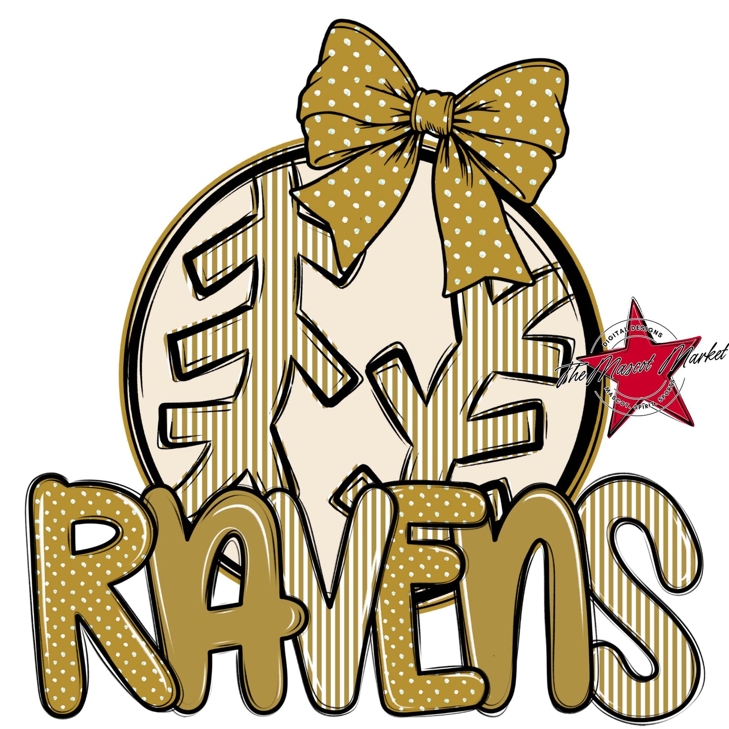 Ravens Baseball-Softball Spirit Design-Gold