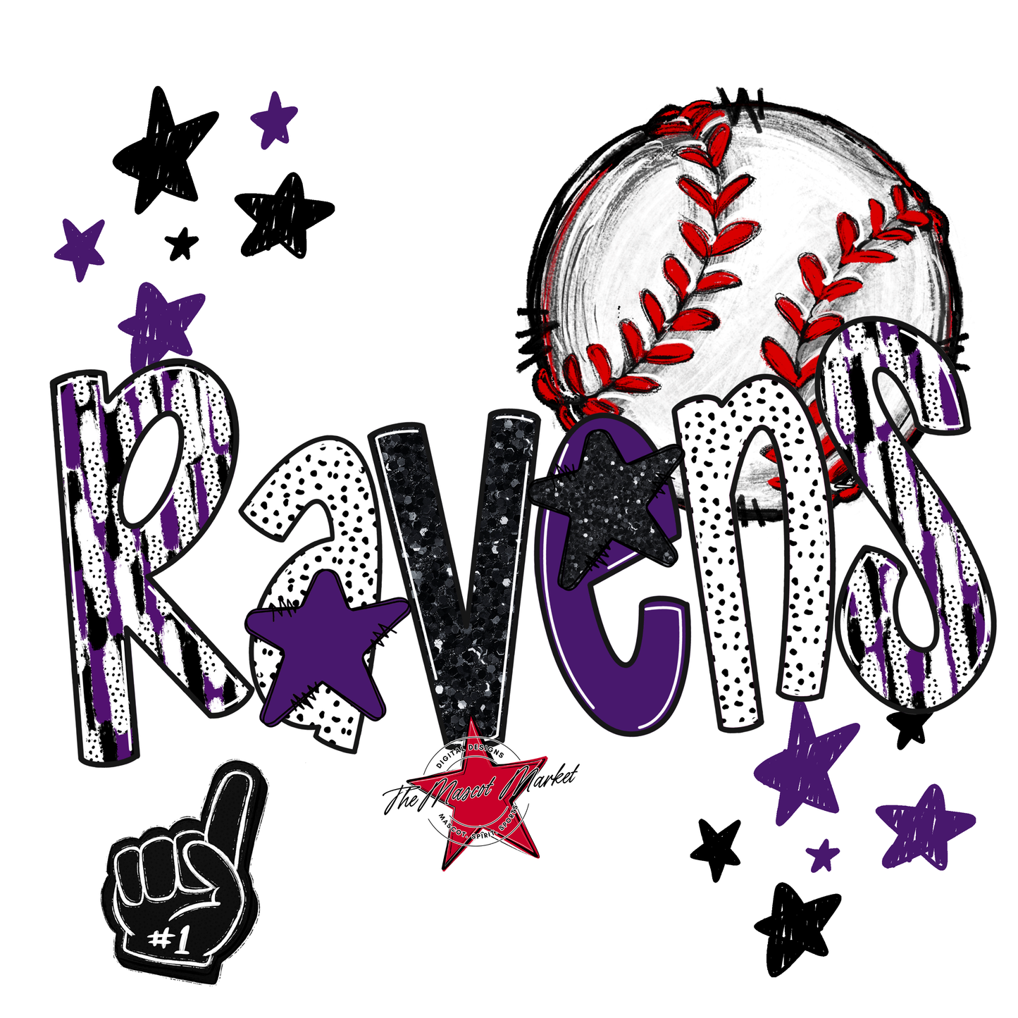 Ravens Baseball Scrape-Purple