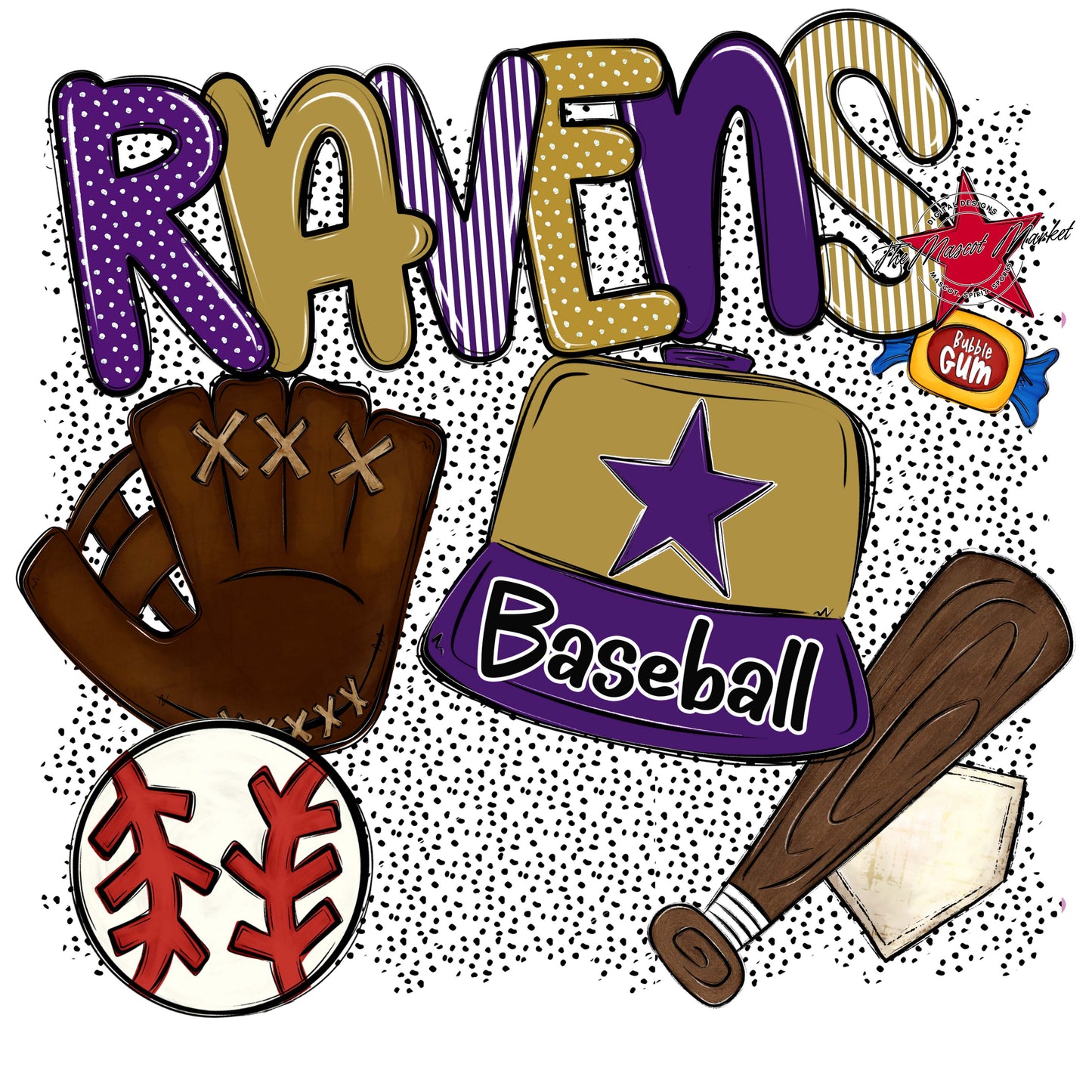 Ravens Baseball Spirit-Purple & Gold