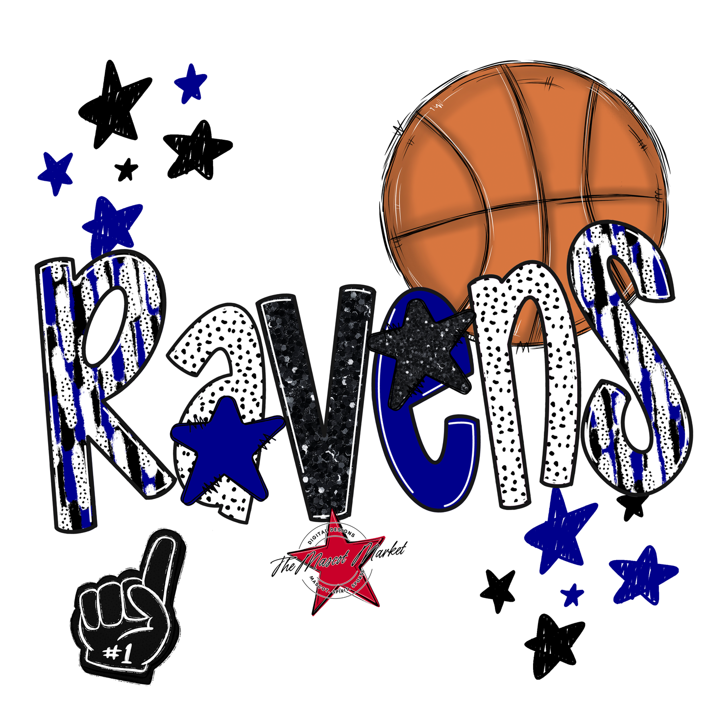 Ravens Basketball Scrape-Blue
