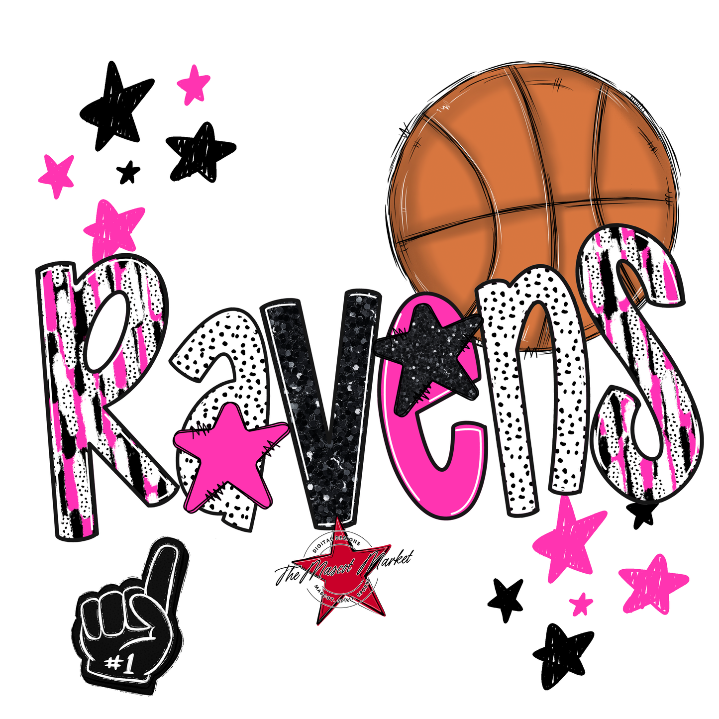 Ravens Basketball Scrape-Pink