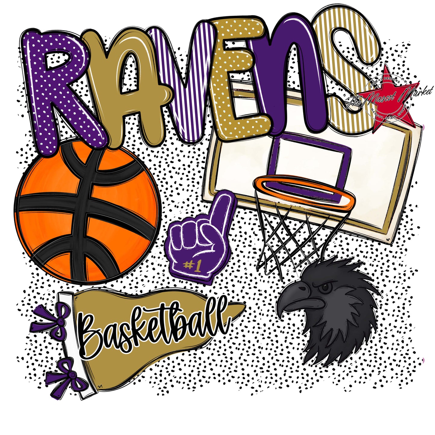 Ravens Basketball Spirit-Purple & Gold
