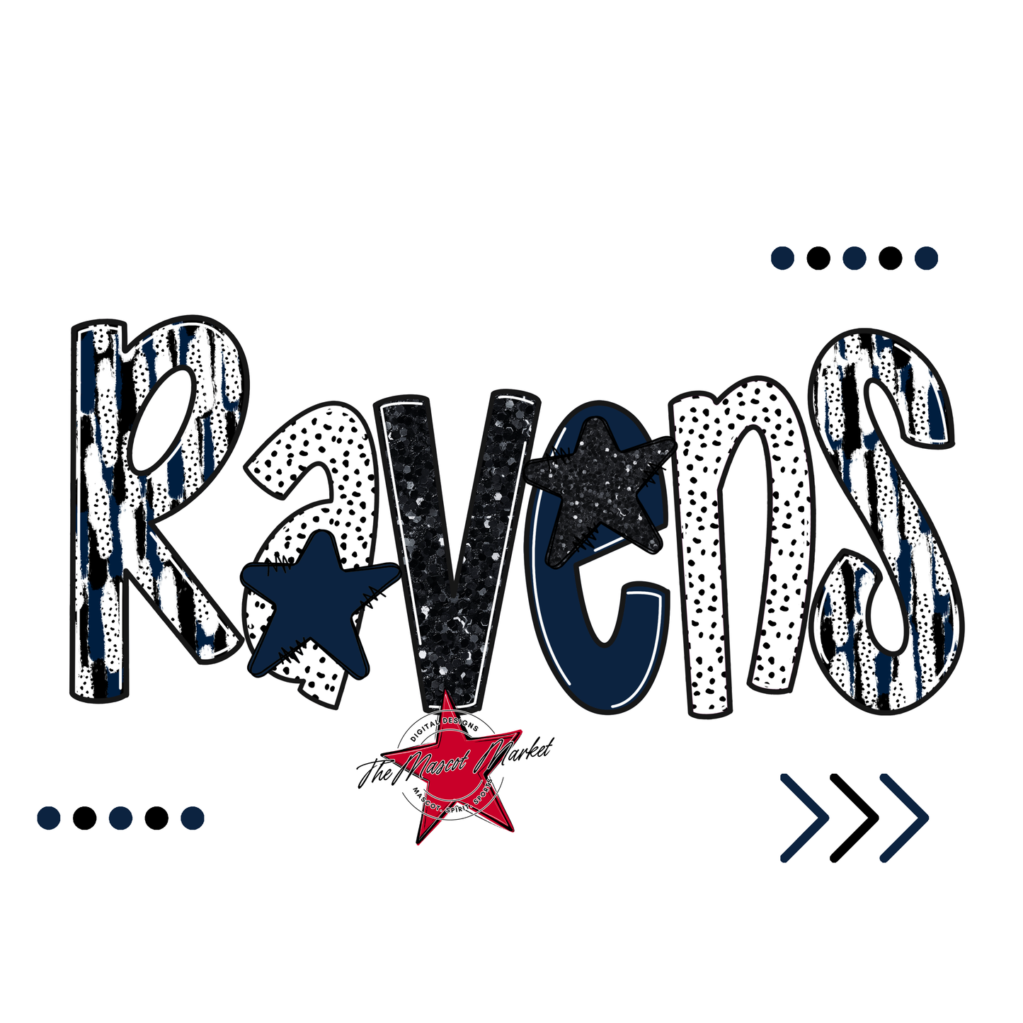 Ravens Brushstroke Alpha w Arrows-Navy