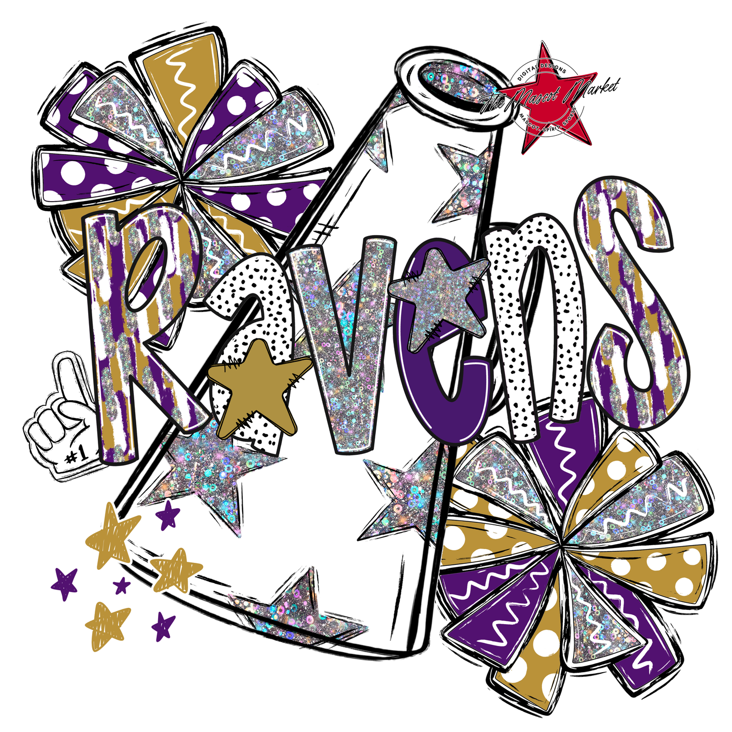 Ravens Cheer Megaphone Scrape-Purple-Gold