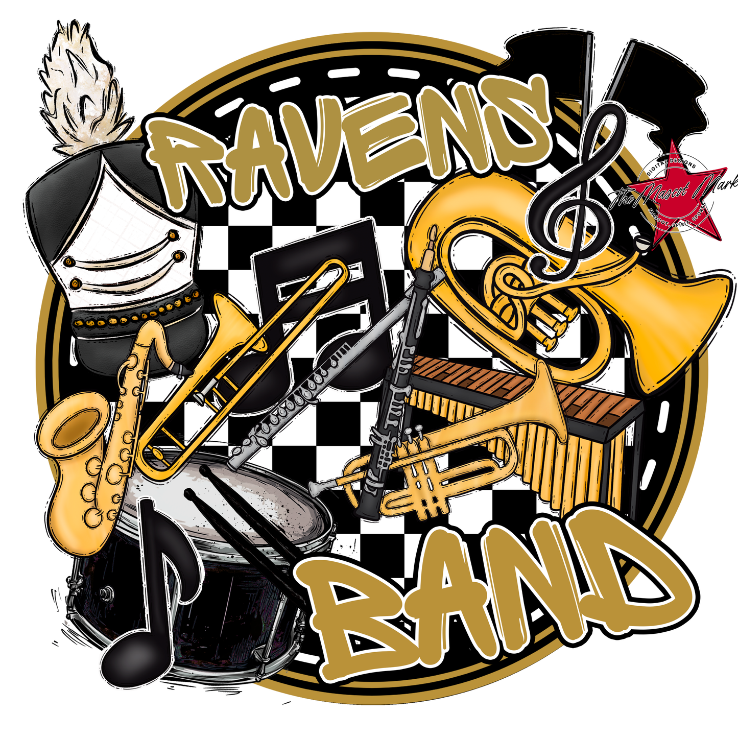 Ravens Circle Band Design-Gold