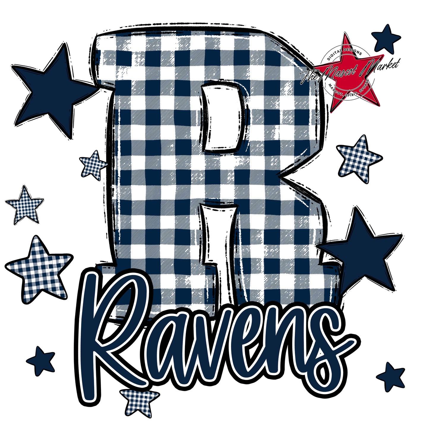 Ravens Plaid Star Design-Navy