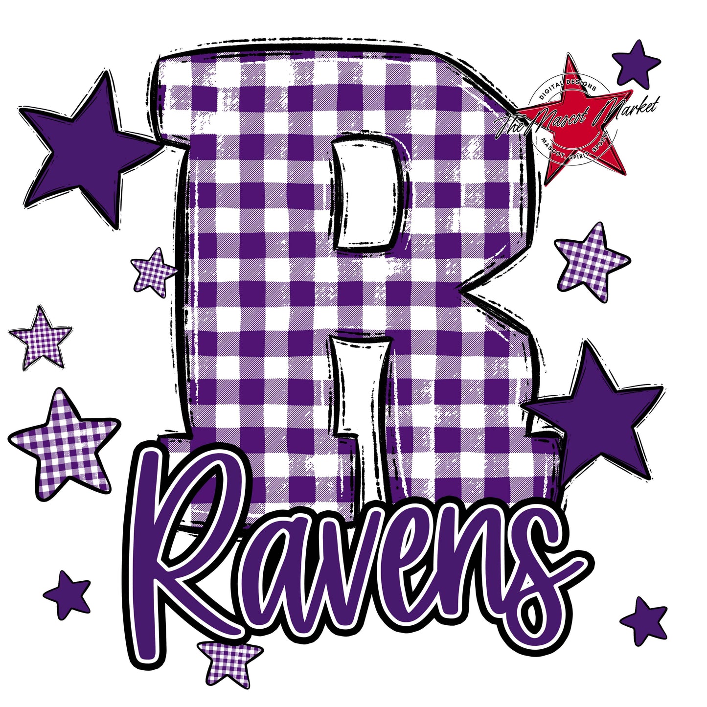 Ravens Plaid Star Design-Purple