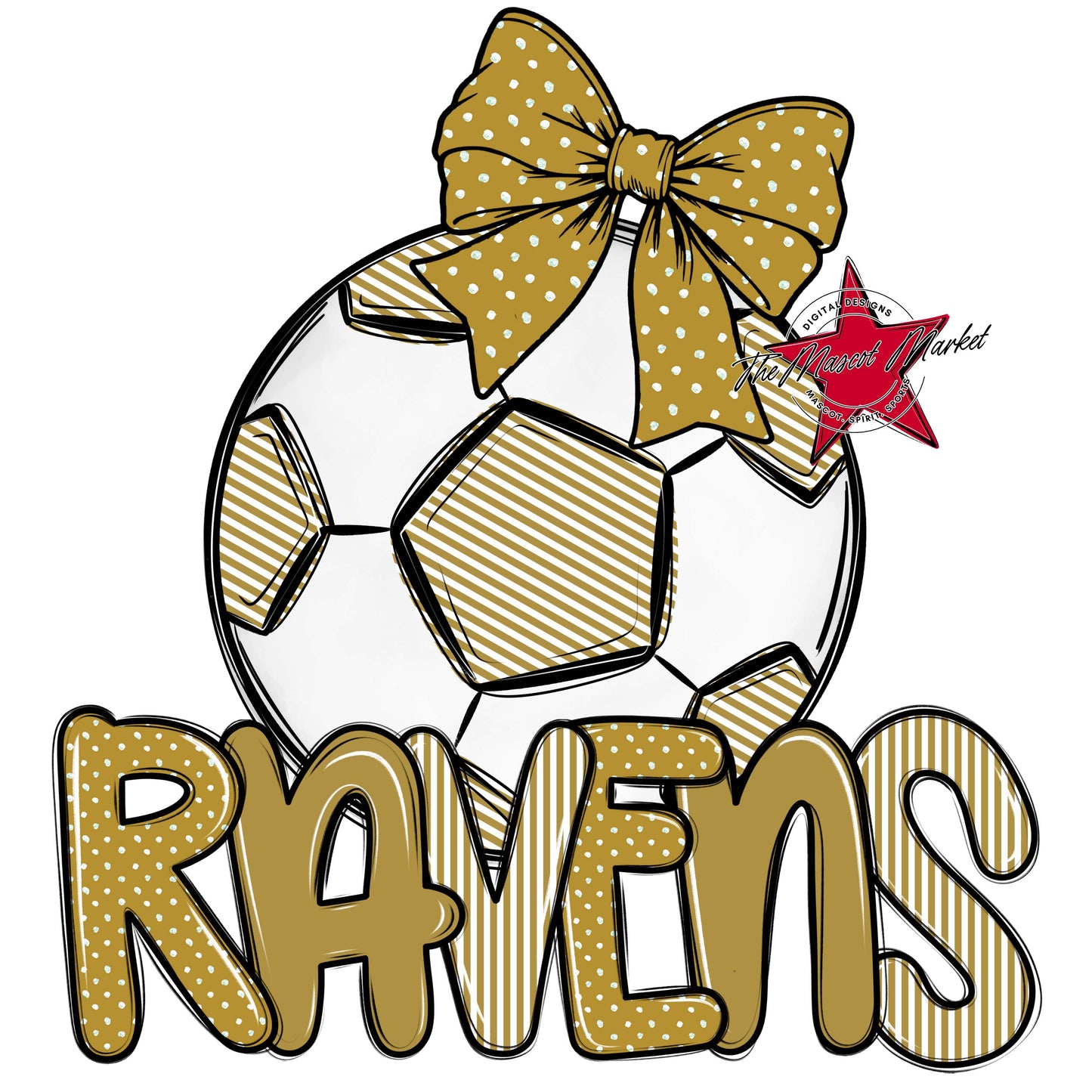 Ravens Soccer Spirit Design-Gold