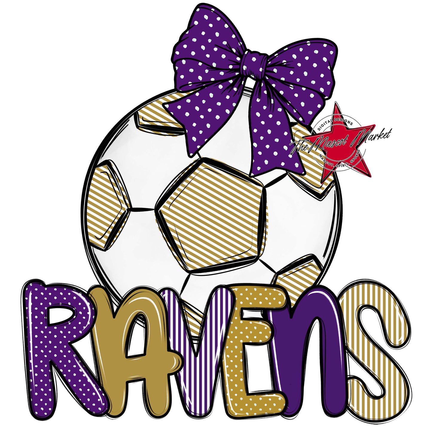 Ravens Soccer Spirit Design-Purple & Gold