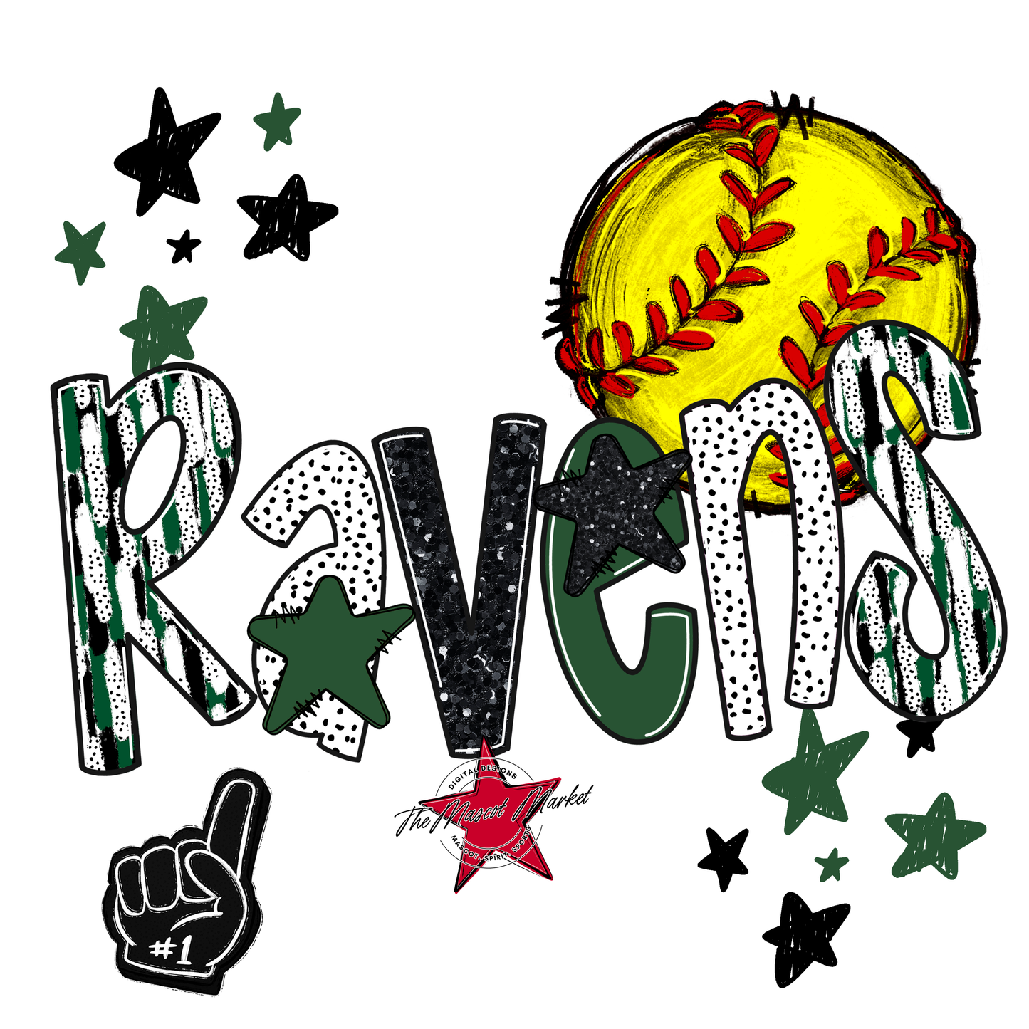 Ravens Softball Scrape-Green