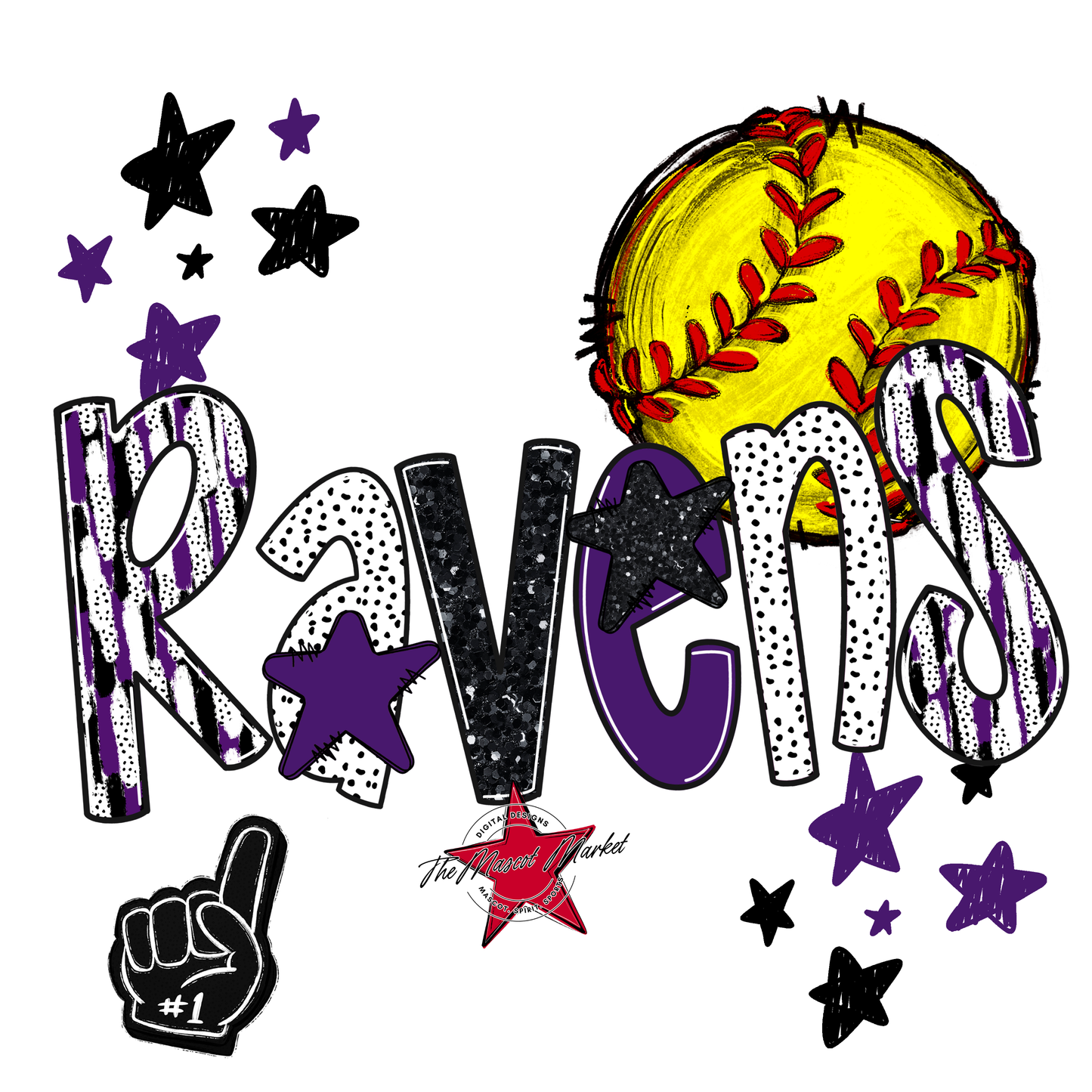Ravens Softball Scrape-Purple