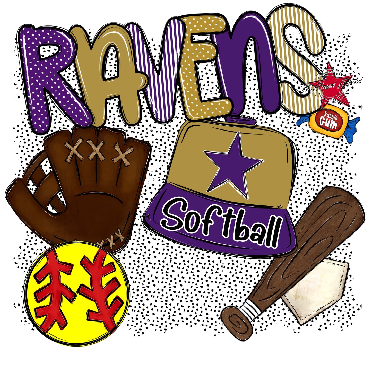 Ravens Softball Spirit-Purple & Gold