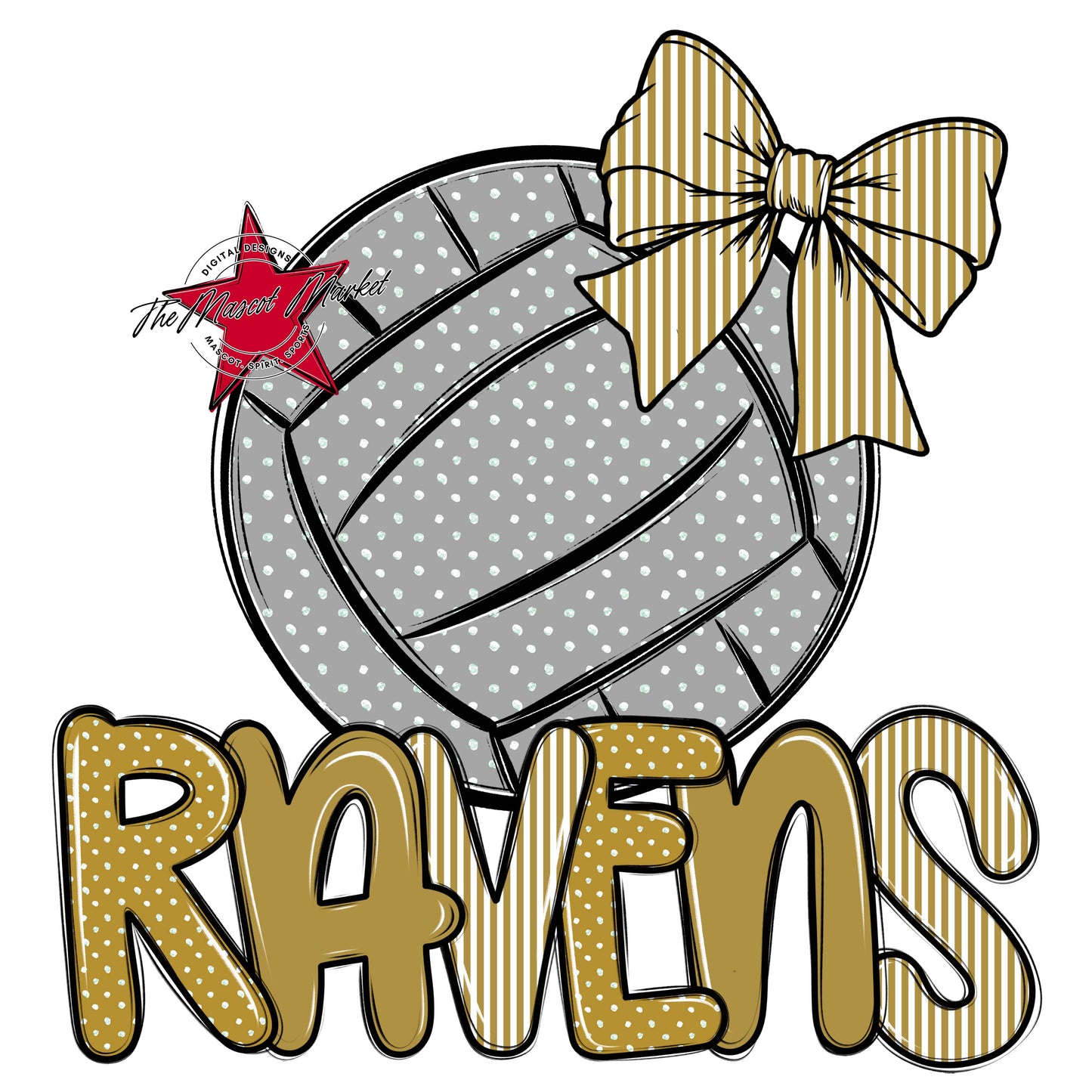Ravens Volleyball Spirit Design-Gold