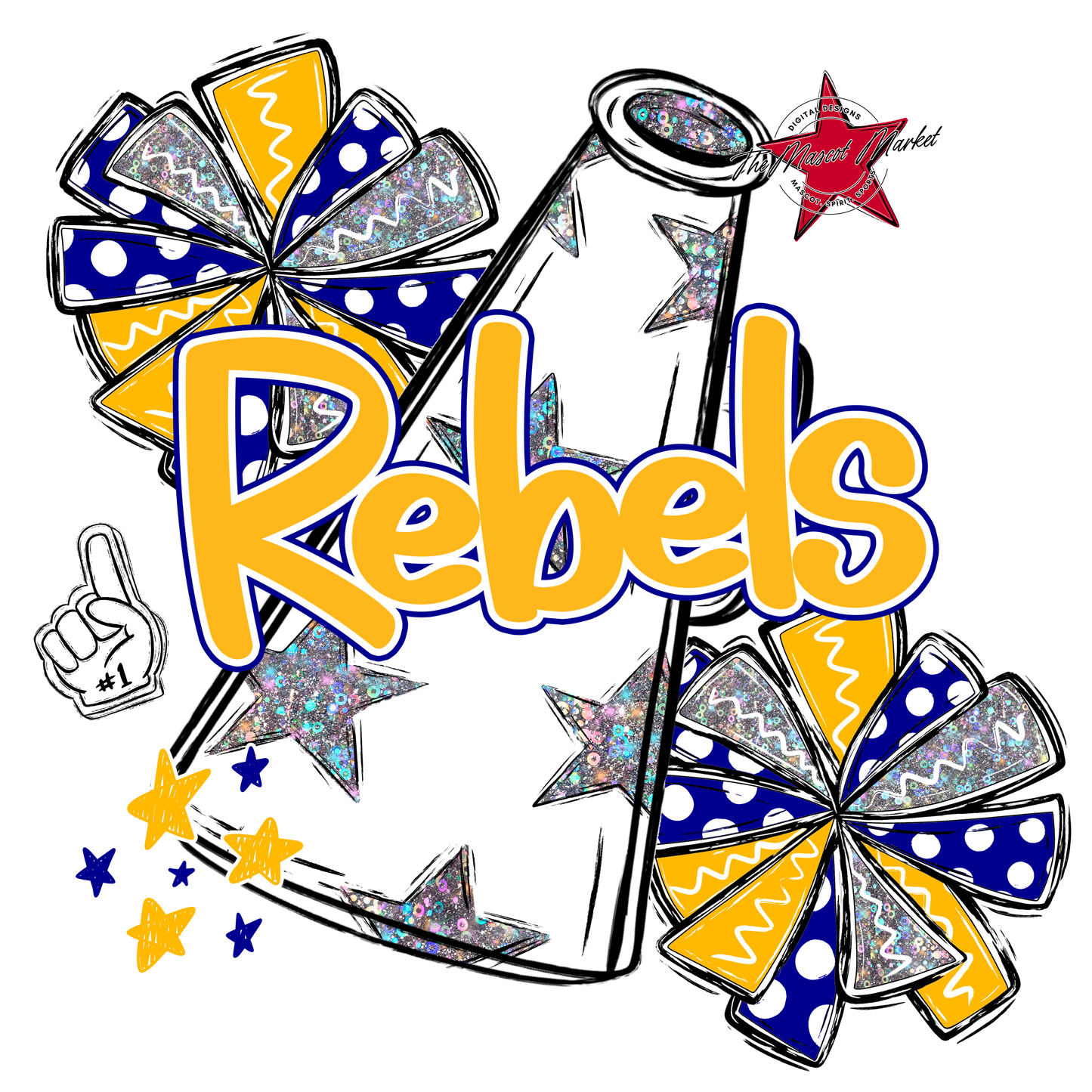 Rebels Alpha Megaphone Design-Blue-Yellow