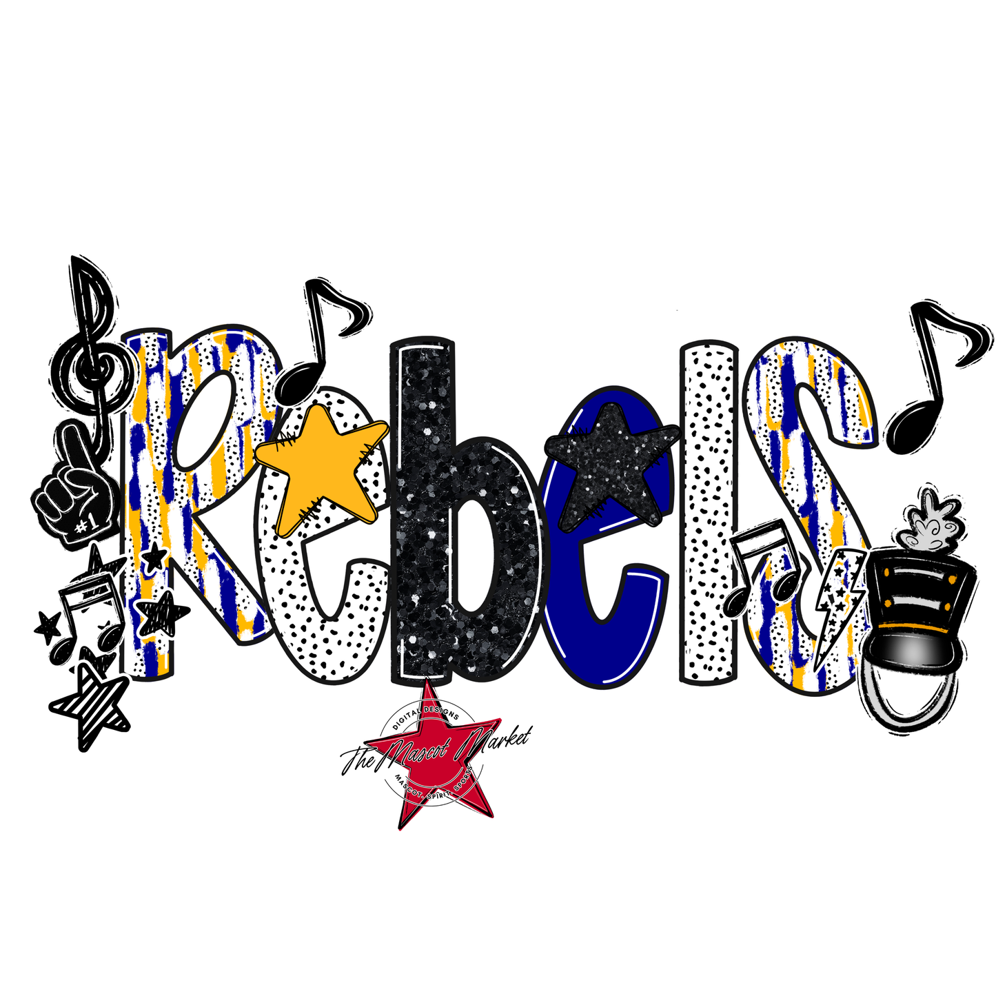 Rebels Band Scrape-Blue-Yellow