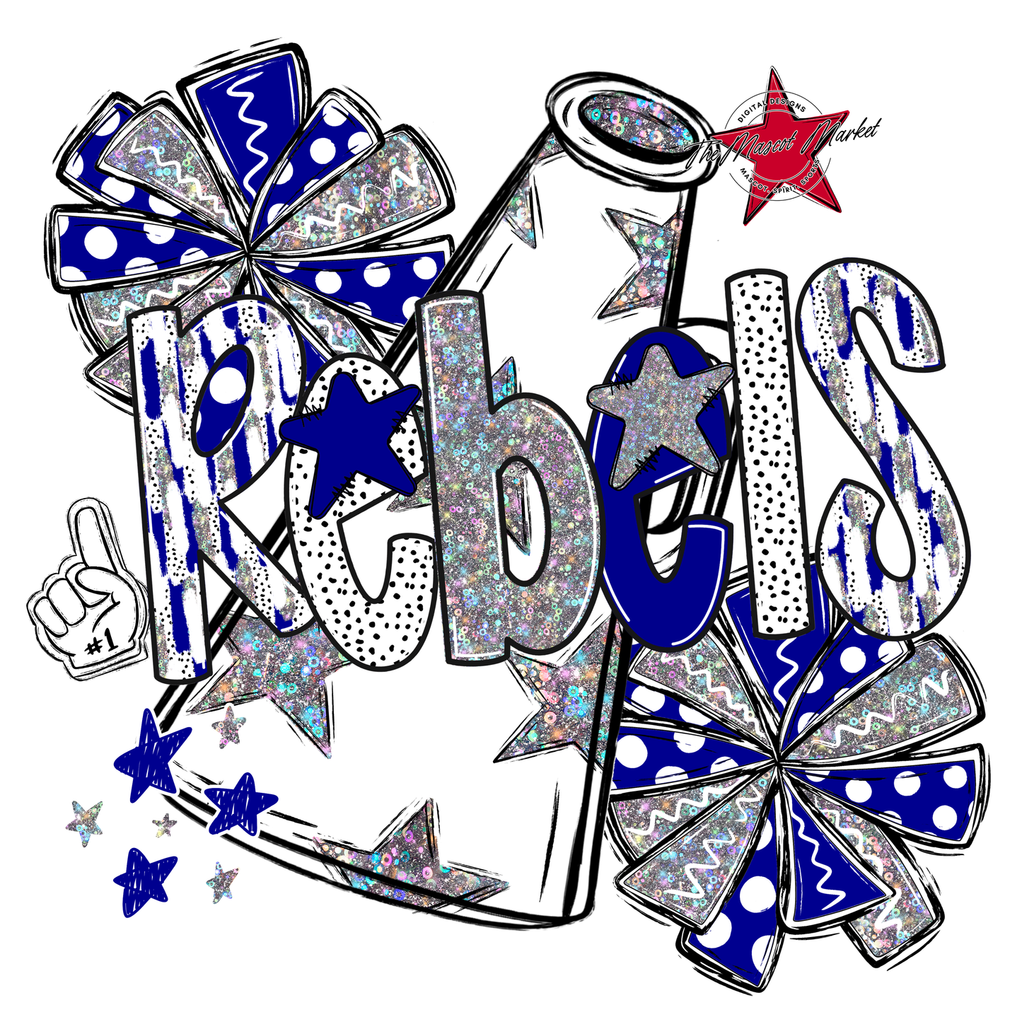 Rebels Cheer Megaphone Scrape-Blue