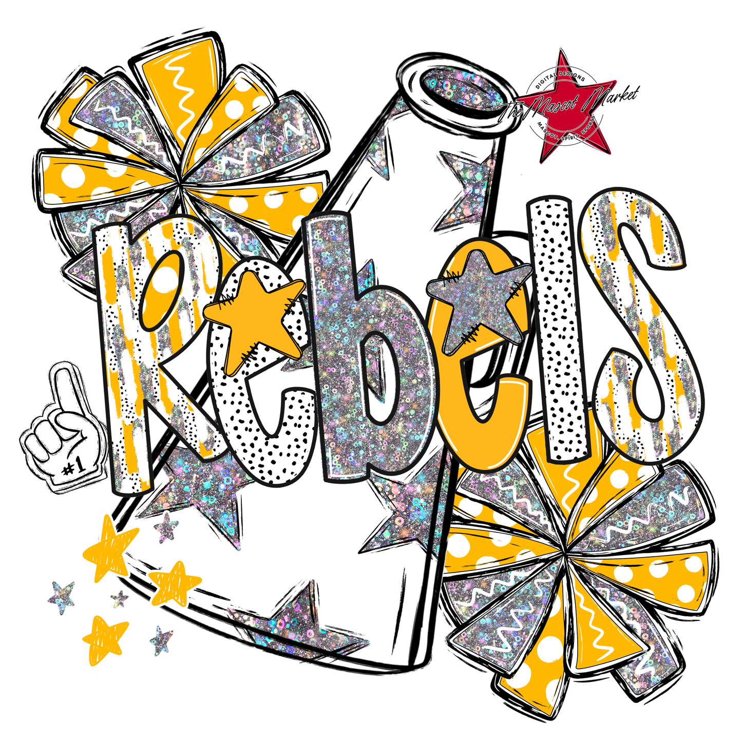 Rebels Cheer Megaphone Scrape-Yellow