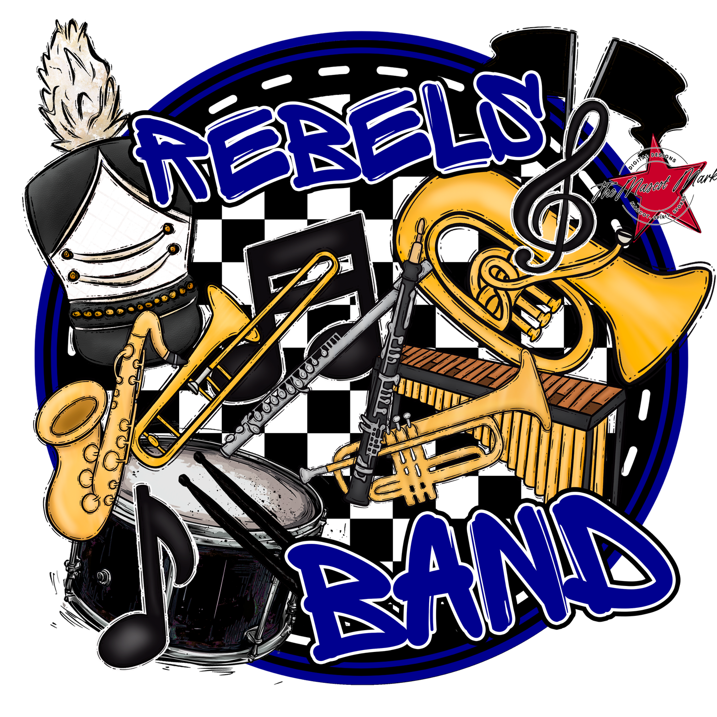 Rebels Circle Band Design-Blue