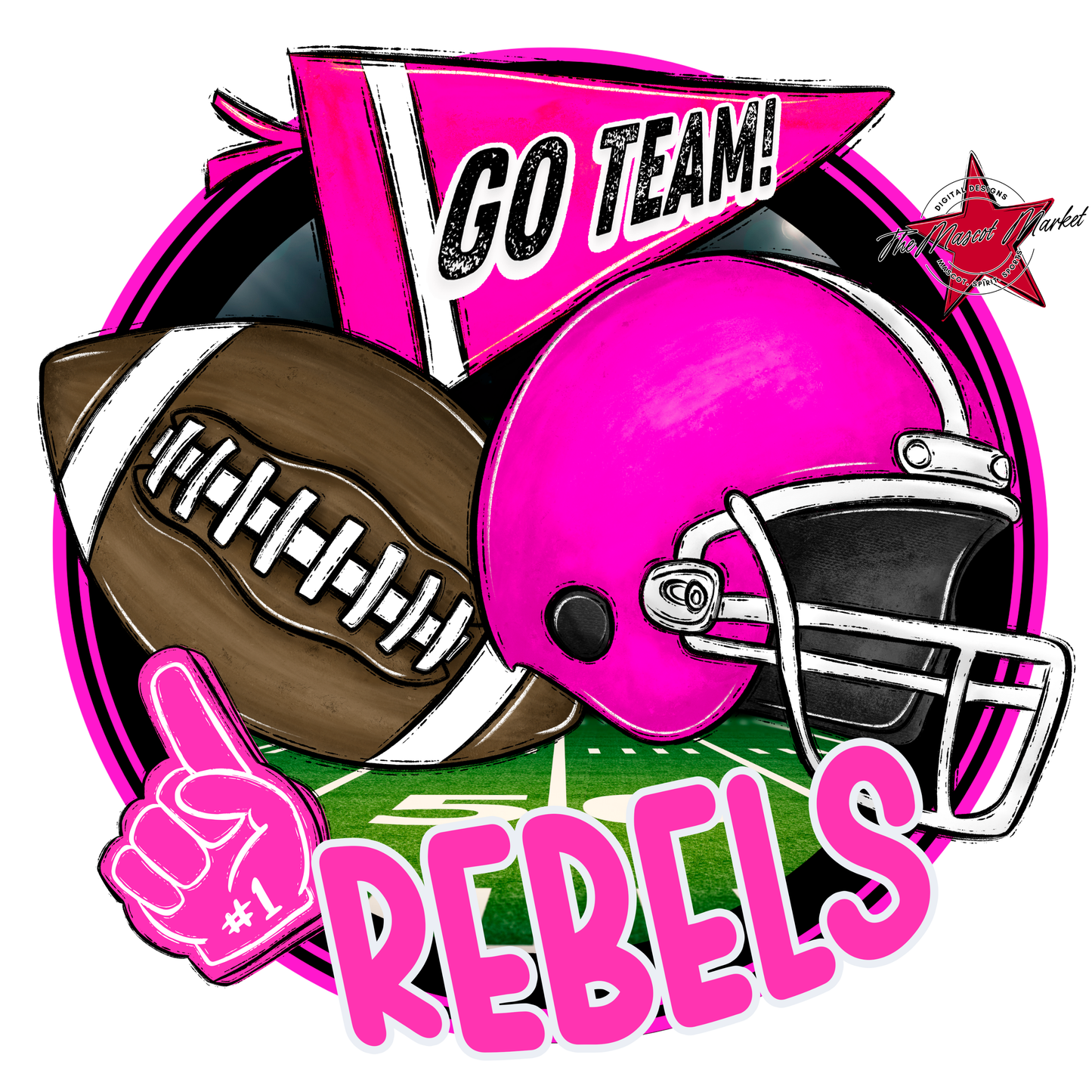 Rebels Circle Football Design-Pink