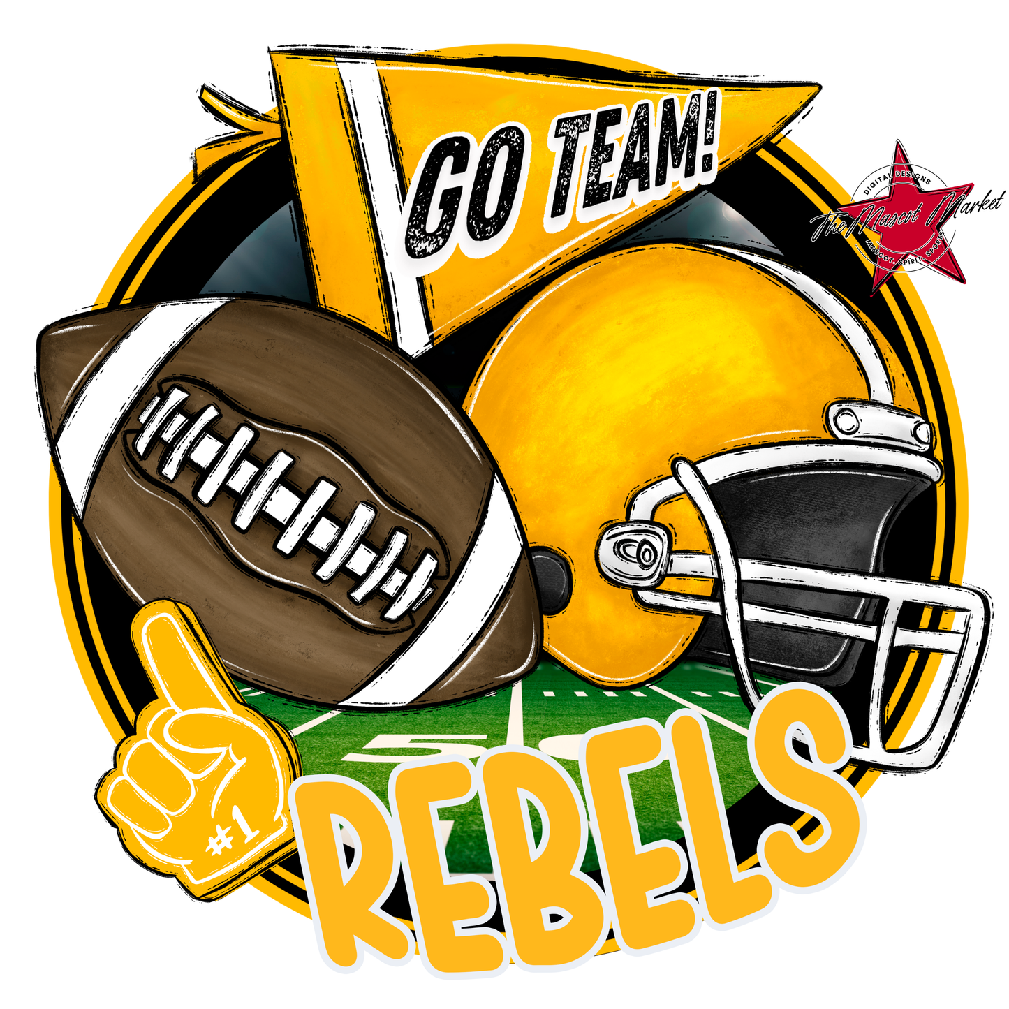 Rebels Circle Football Design-Yellow