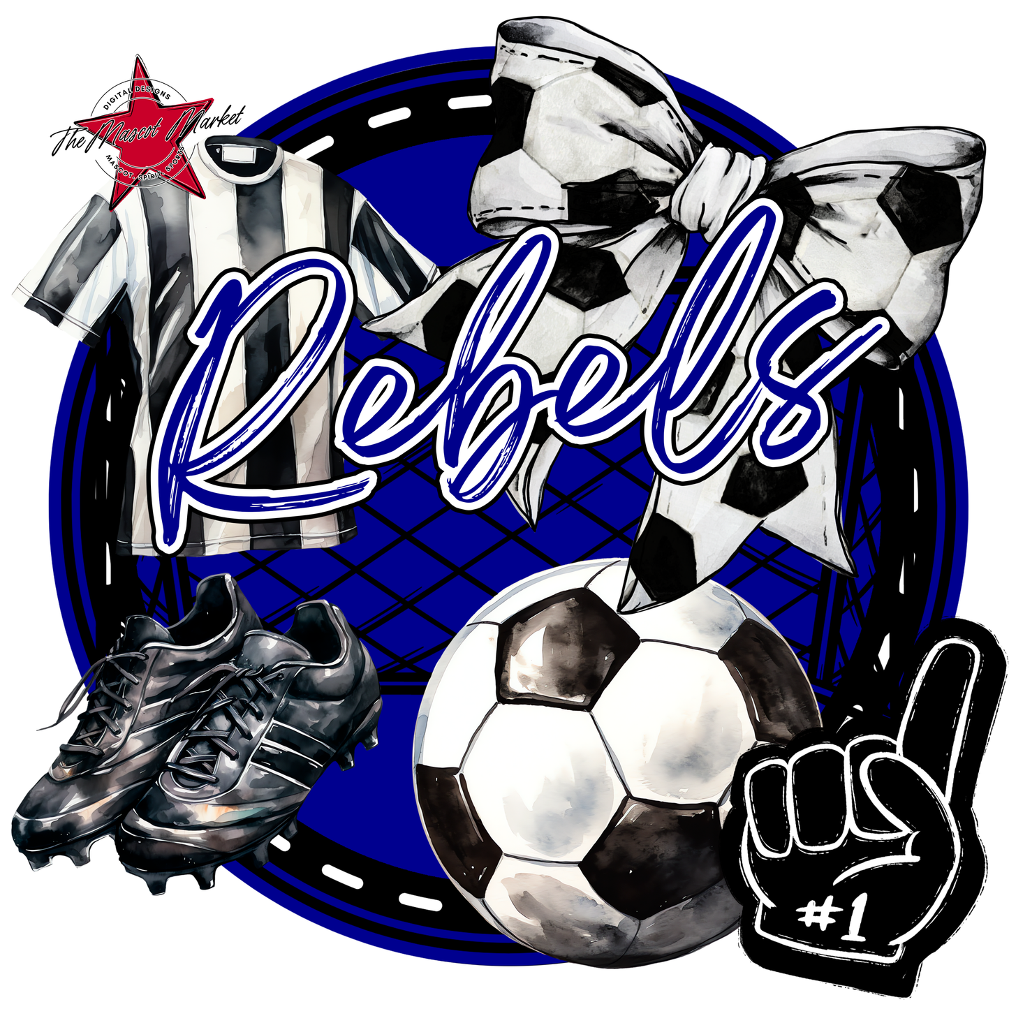 Rebels Circle Soccer Design-Blue