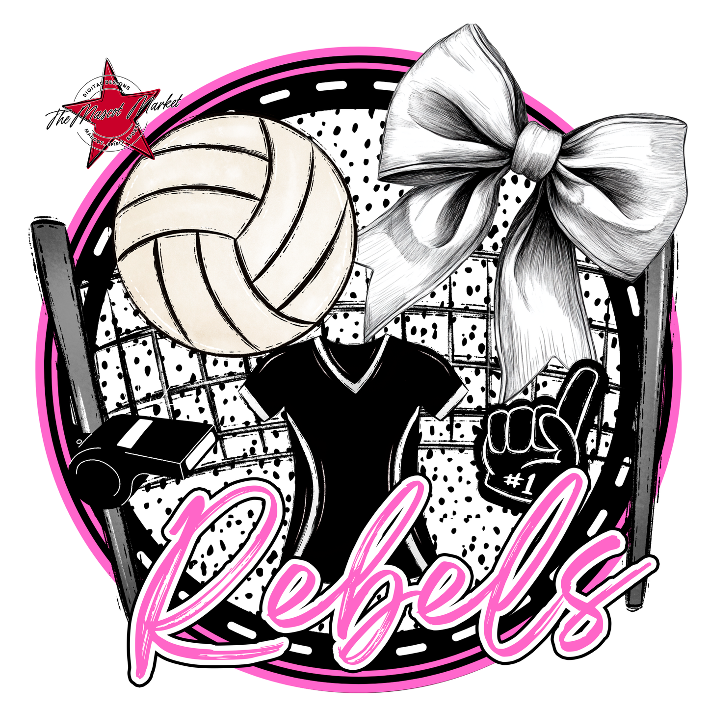 Rebels Circle Volleyball Design-Baby Pink