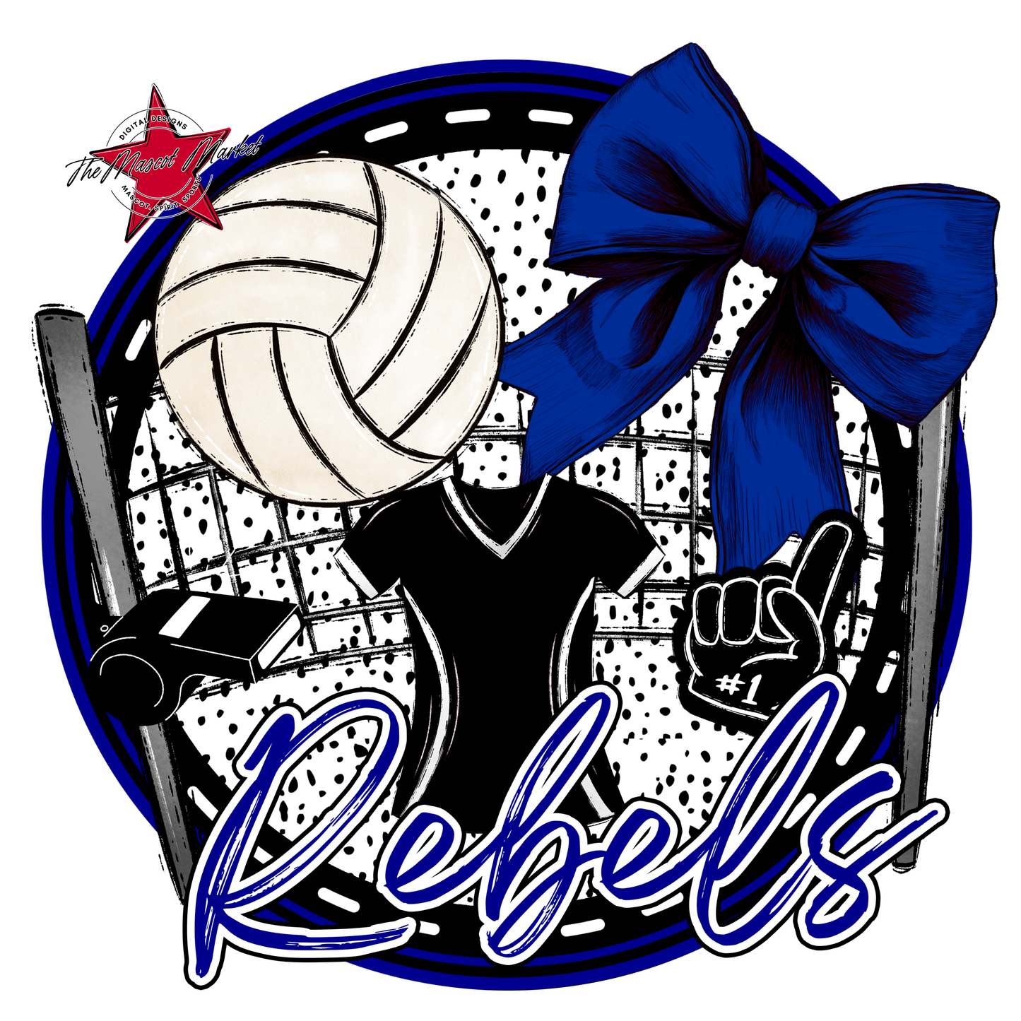 Rebels Circle Volleyball Design-Blue