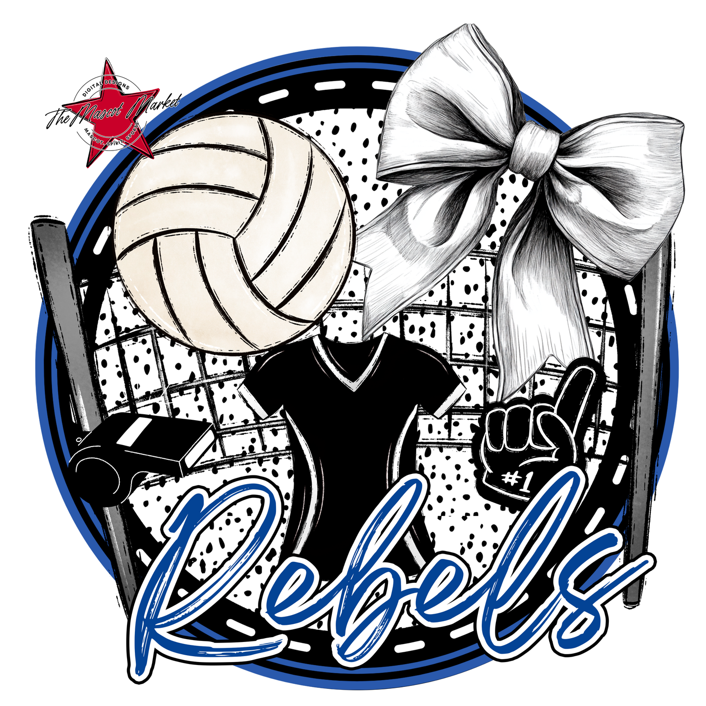 Rebels Circle Volleyball Design-Off Blue