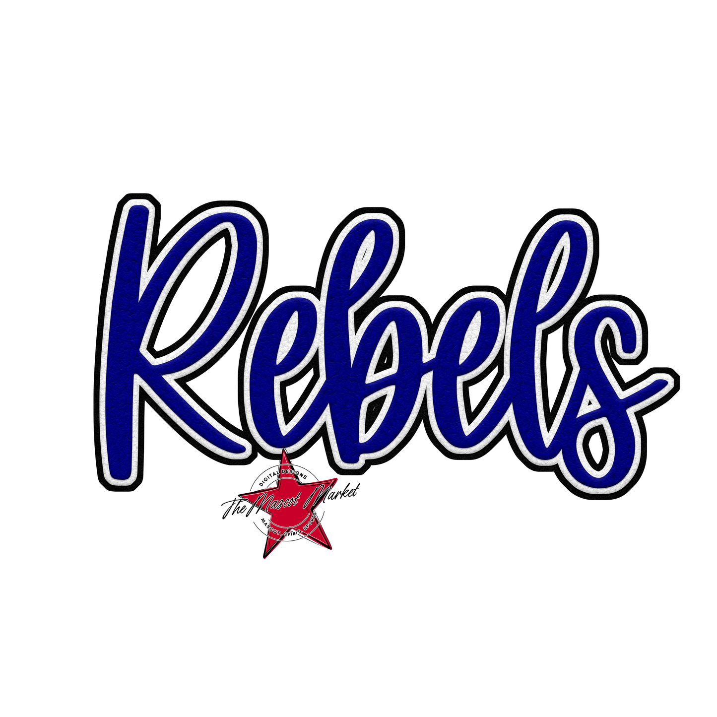 Rebels Faux Chenille Patch-Blue