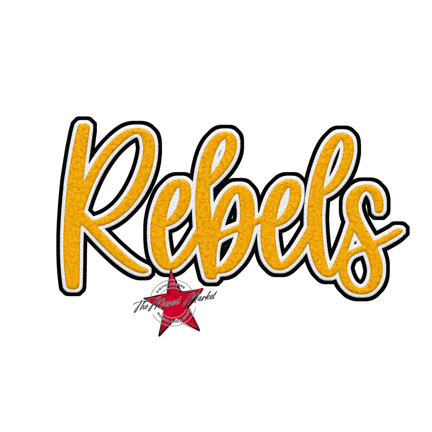 Rebels Faux Chenille Patch-Yellow