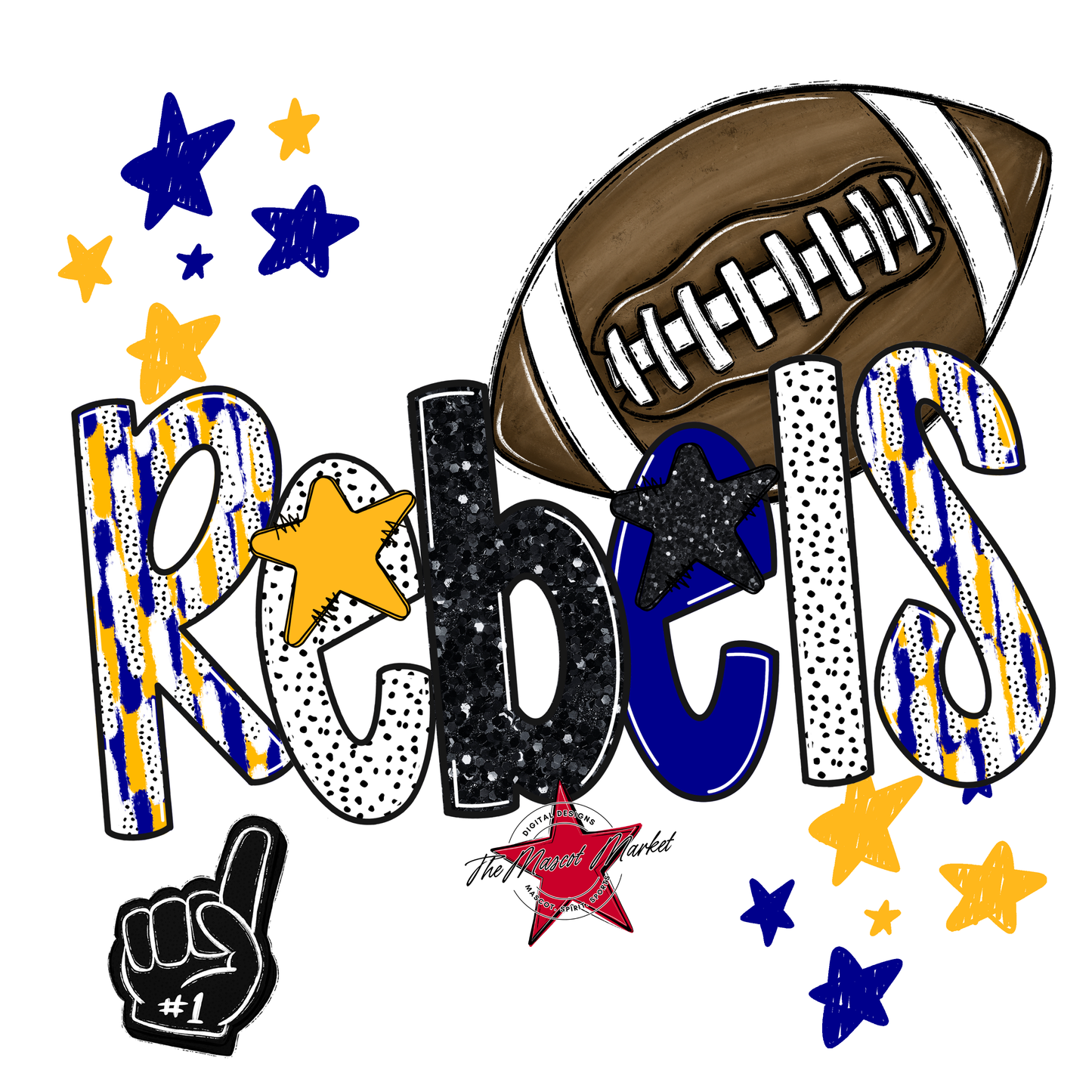 Rebels Football Scrape-Blue-Yellow