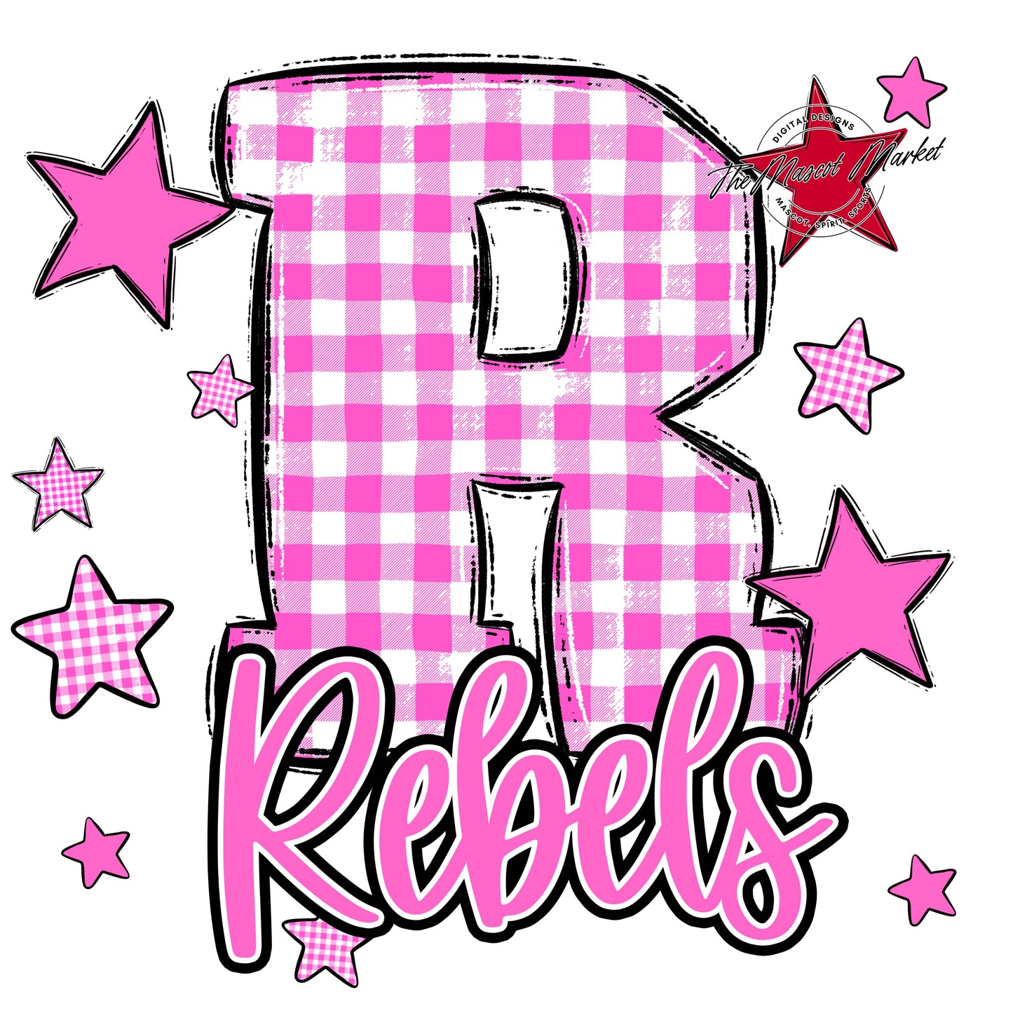 Rebels Plaid Star Design-Baby Pink