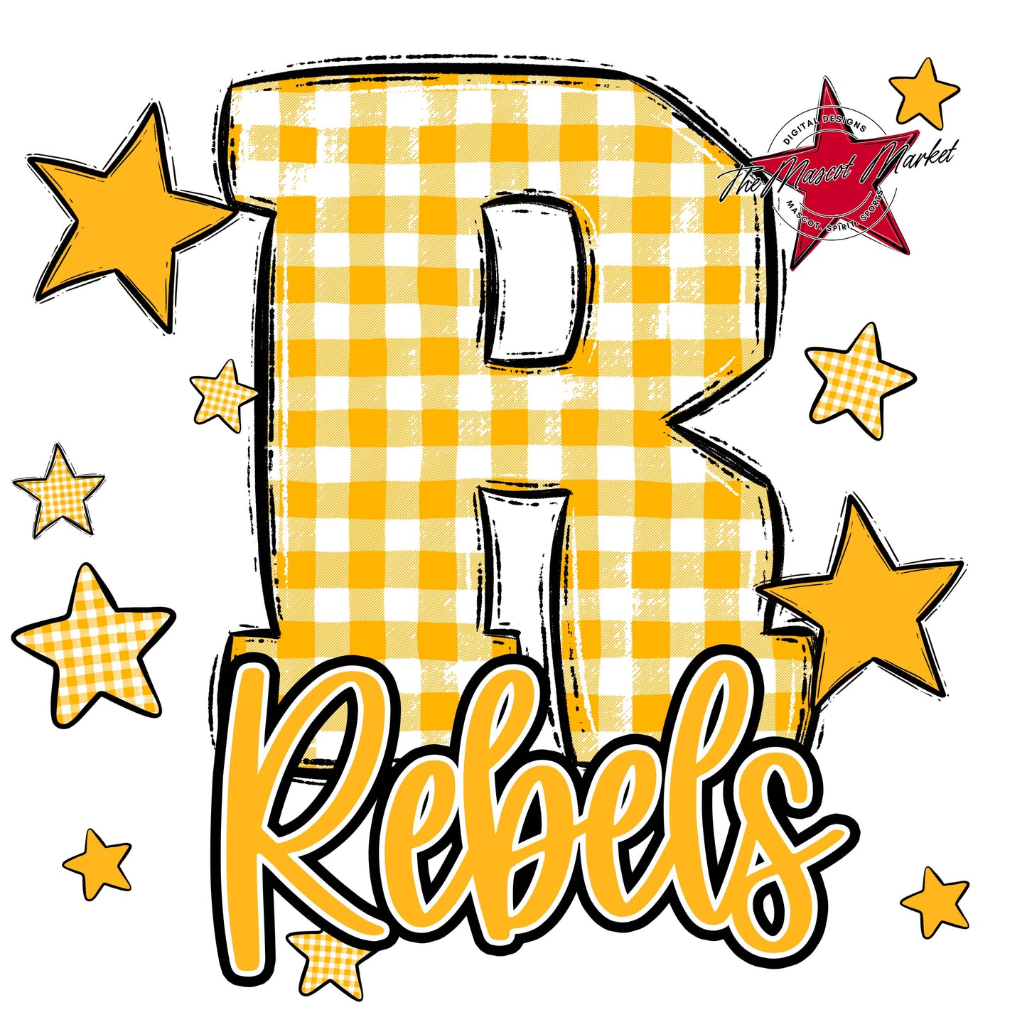 Rebels Plaid Star Design-Yellow