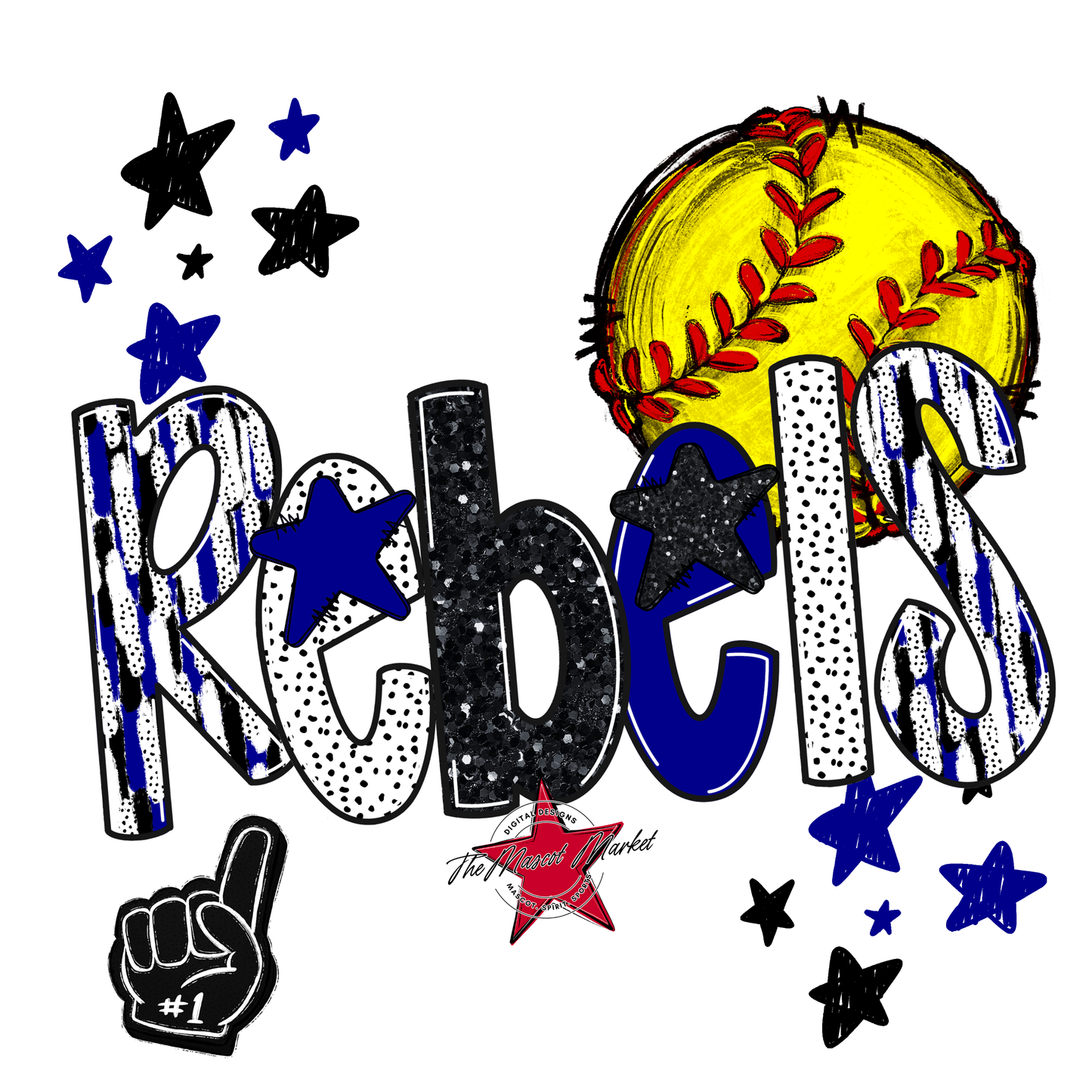 Rebels Softball Scrape-Blue