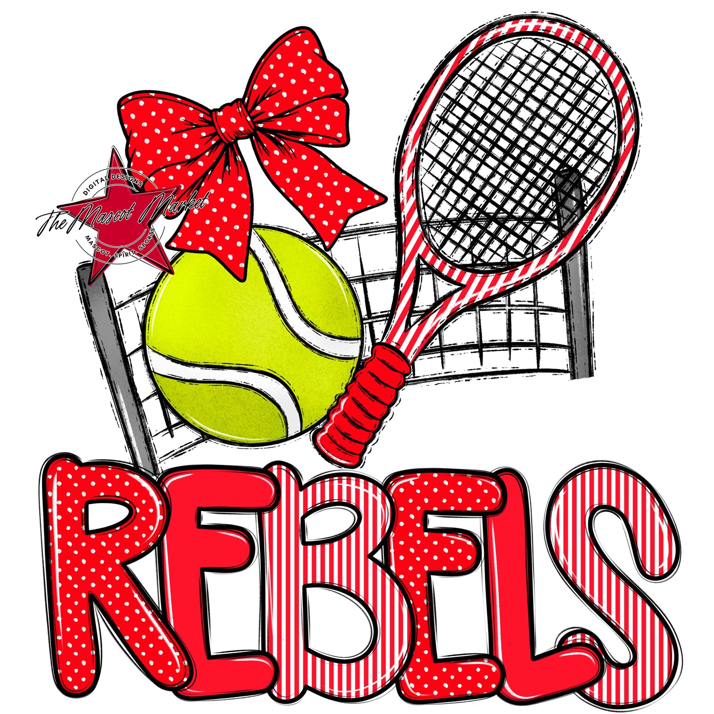 Rebels Tennis Spirit Design-Bright Red