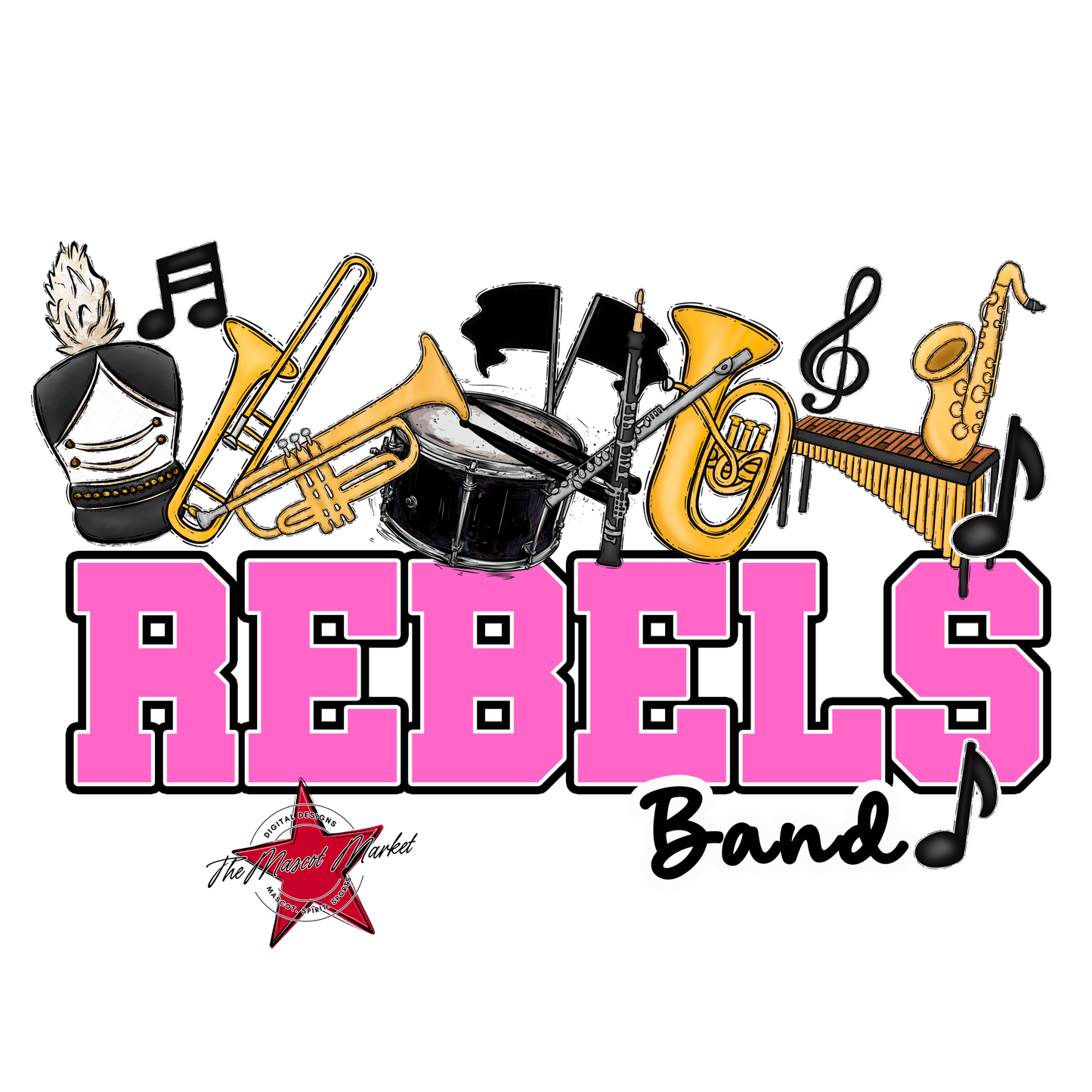 Rebels Varsity Band-Baby Pink