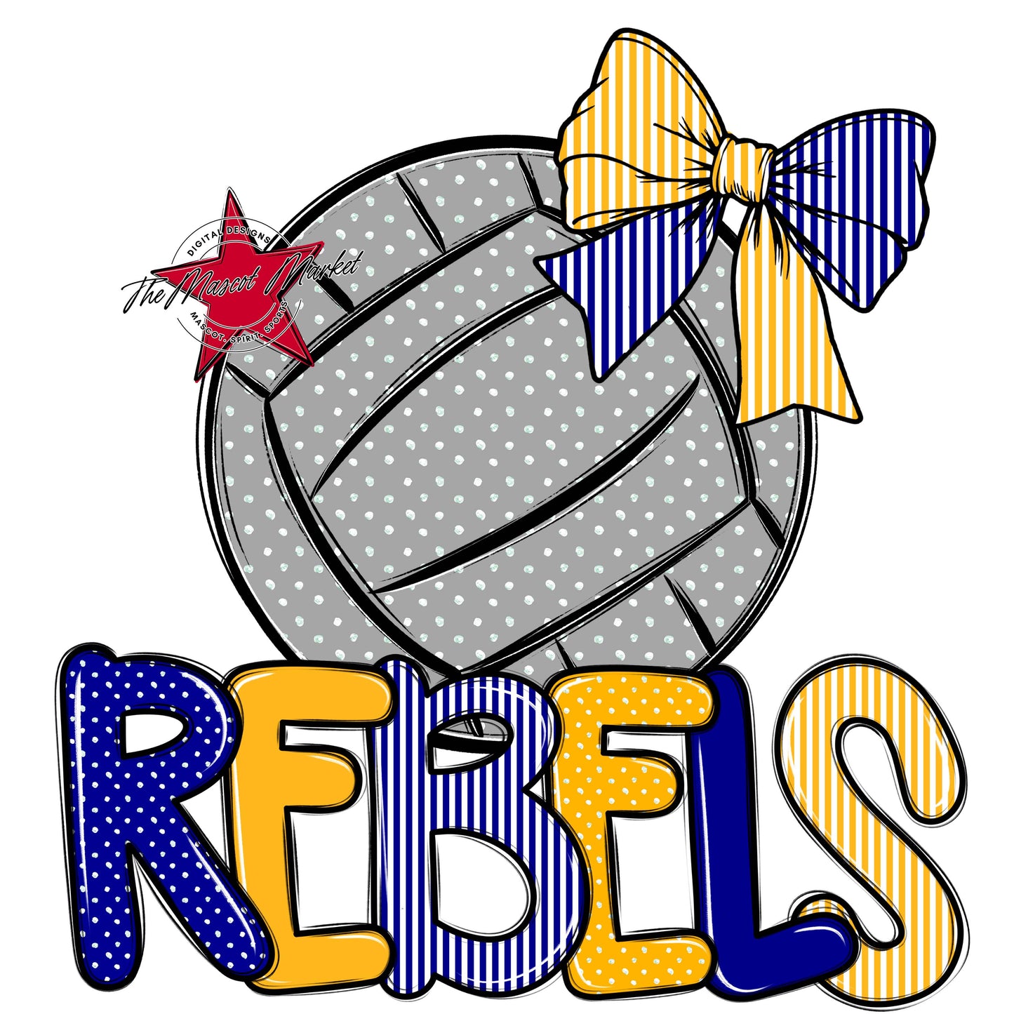 Rebels Volleyball Spirit Design-Blue & Yellow