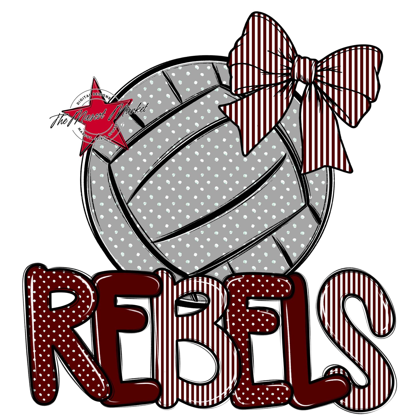 Rebels Volleyball Spirit Design-Maroon