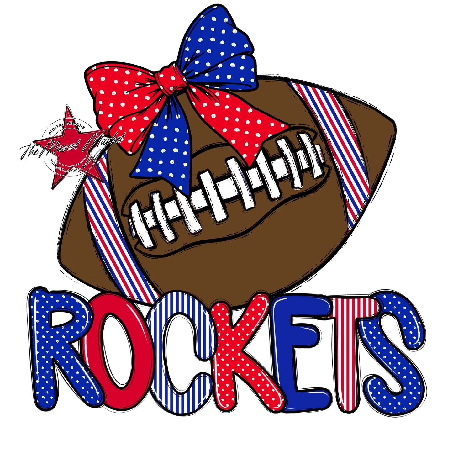 Rockets Football Spirit Design-Royal Blue & Red