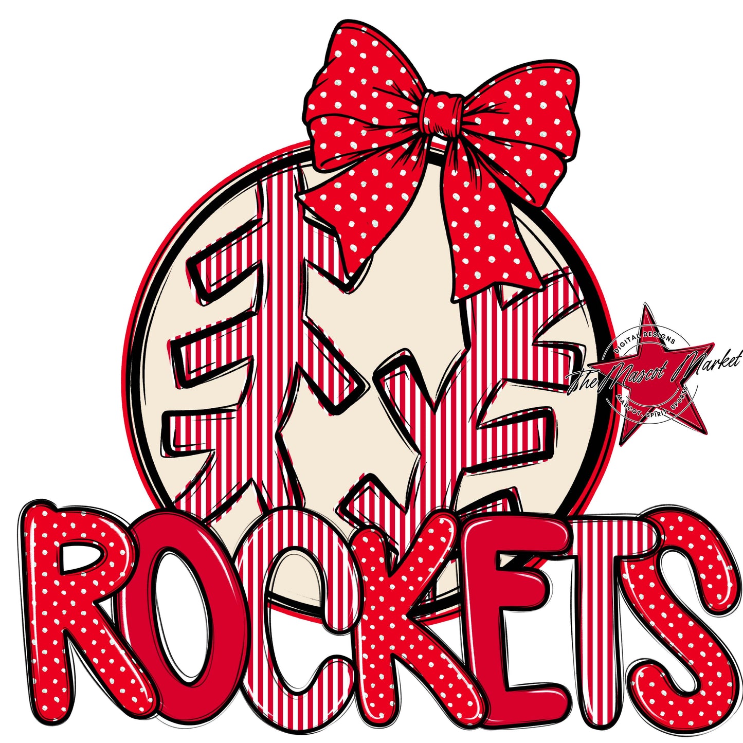 Rockets Baseball-Softball Spirit Design-Red