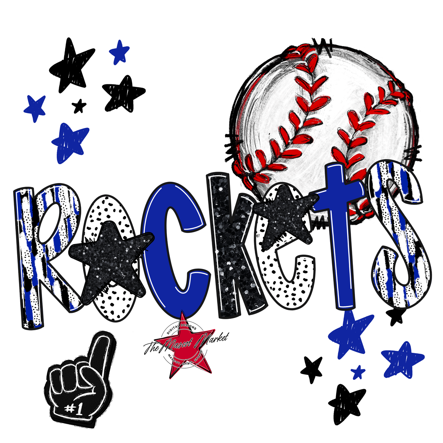 Rockets Baseball Scrape-Royal Blue
