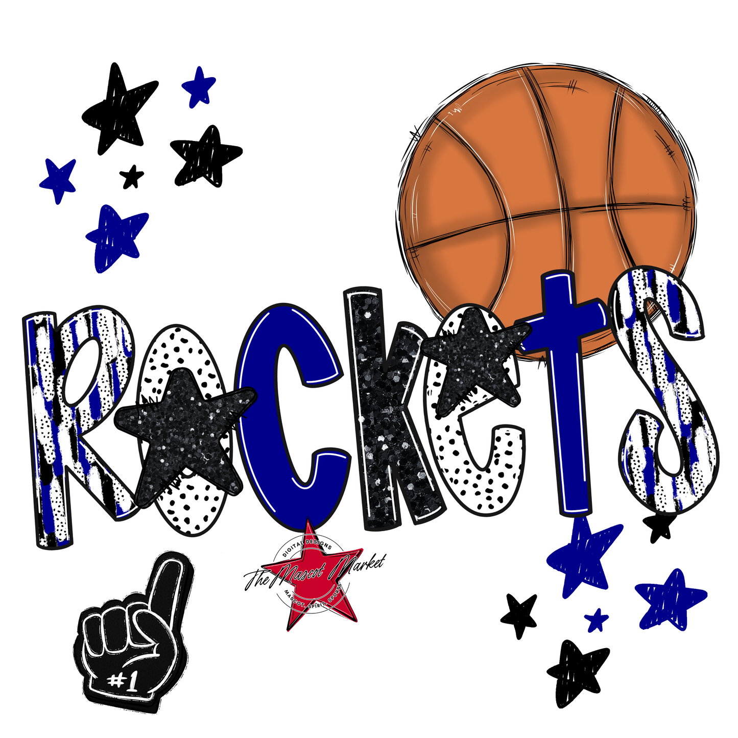 Rockets Basketball Scrape-Blue