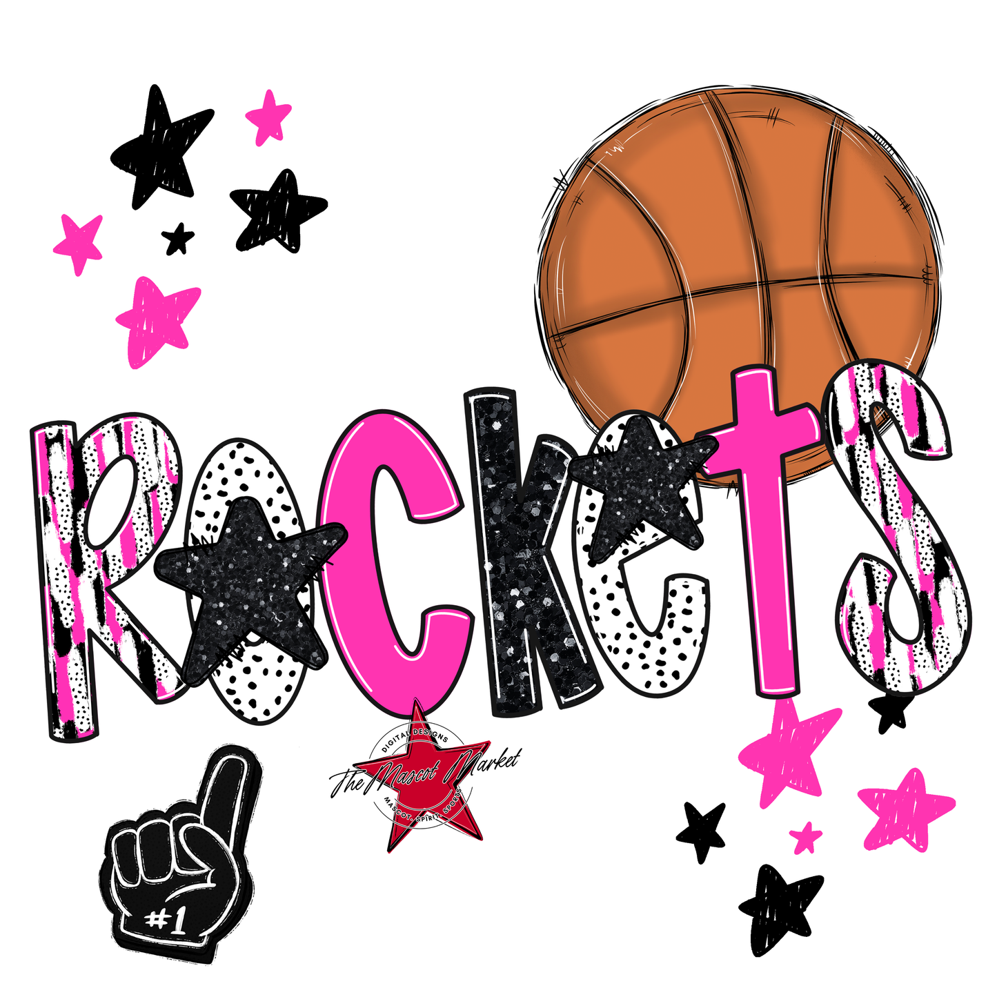 Rockets Basketball Scrape-Pink