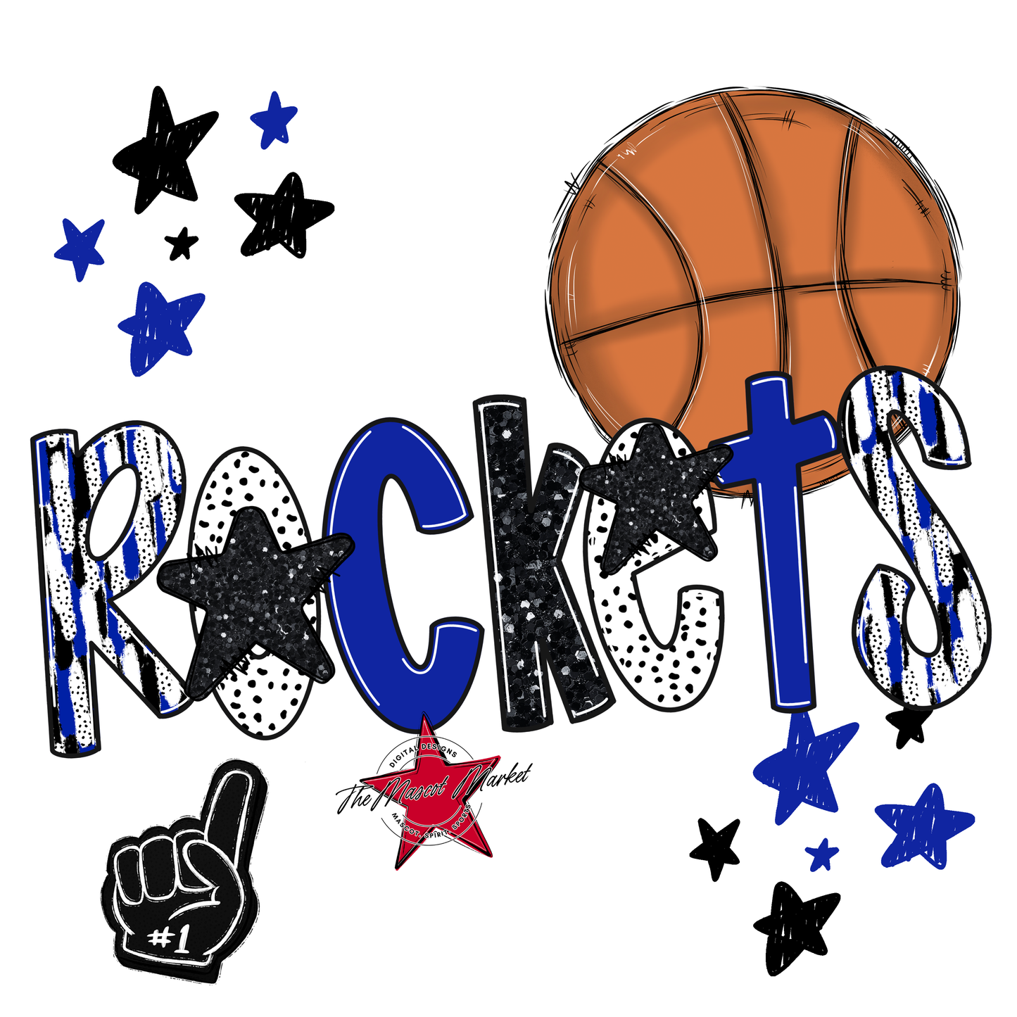 Rockets Basketball Scrape-Royal Blue