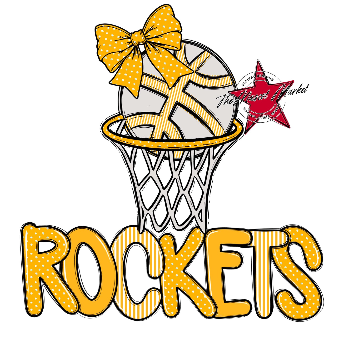 Rockets Basketball Spirit Design-Yellow