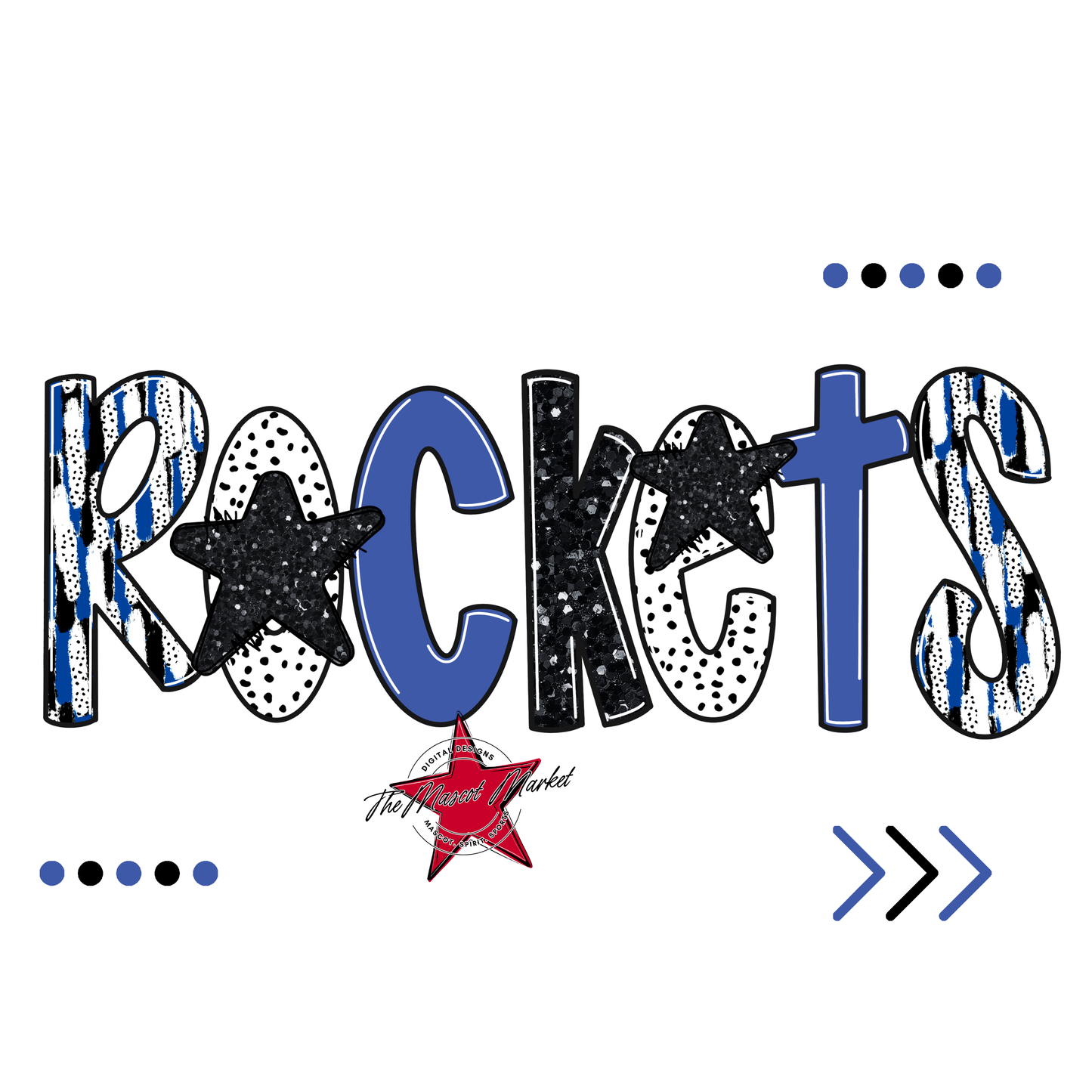 Rockets Brushstroke Alpha w Arrows-Off Blue